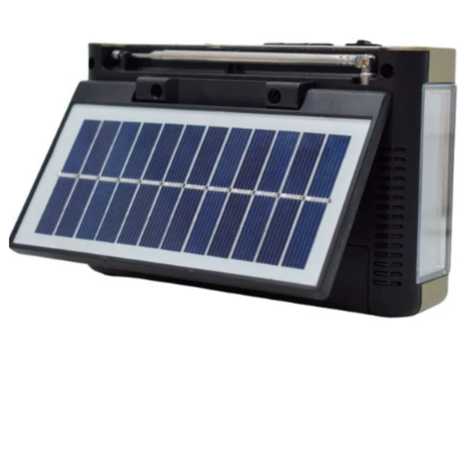 Bocina vintage portátil bluetooth,  con radio AM y FM, panel solar y linterna