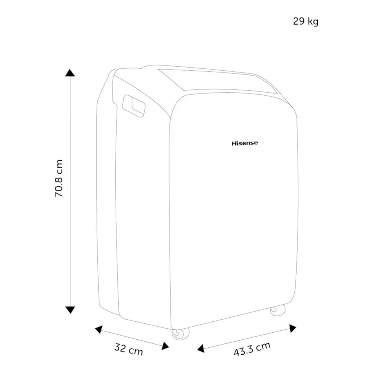 Aire Acondicionado Portátil Hisense Wifi 32m2 12000 Btu Ap12cwn1 3228