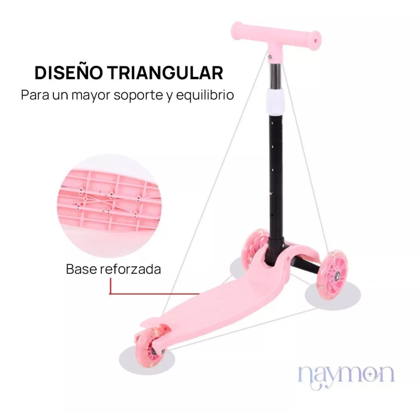 Scooter infantil de 3 ruedas patin del diablo rosa