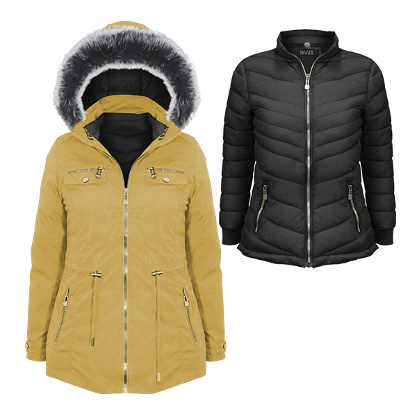 Chamarra para dama Modelo Xenia dos en una Tipo cazadora, y la segunda chamarra es Corta