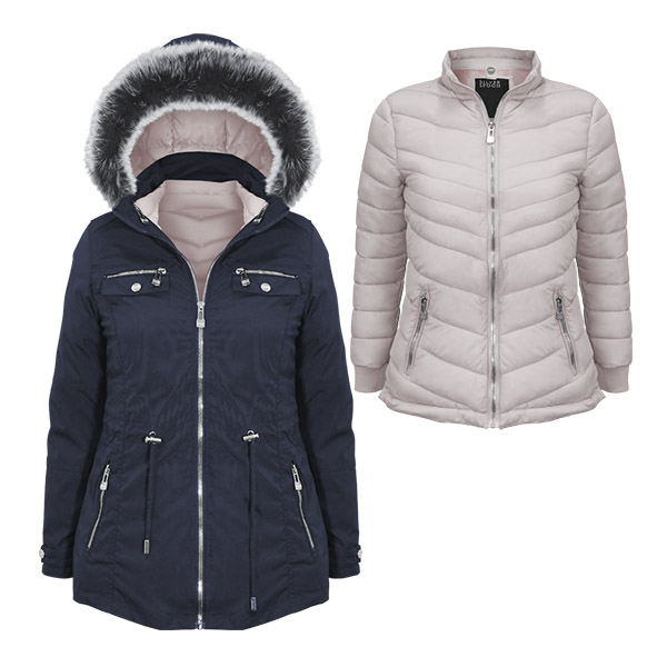 Chamarra para dama Modelo Xenia dos en una Tipo cazadora, y la segunda chamarra es Corta