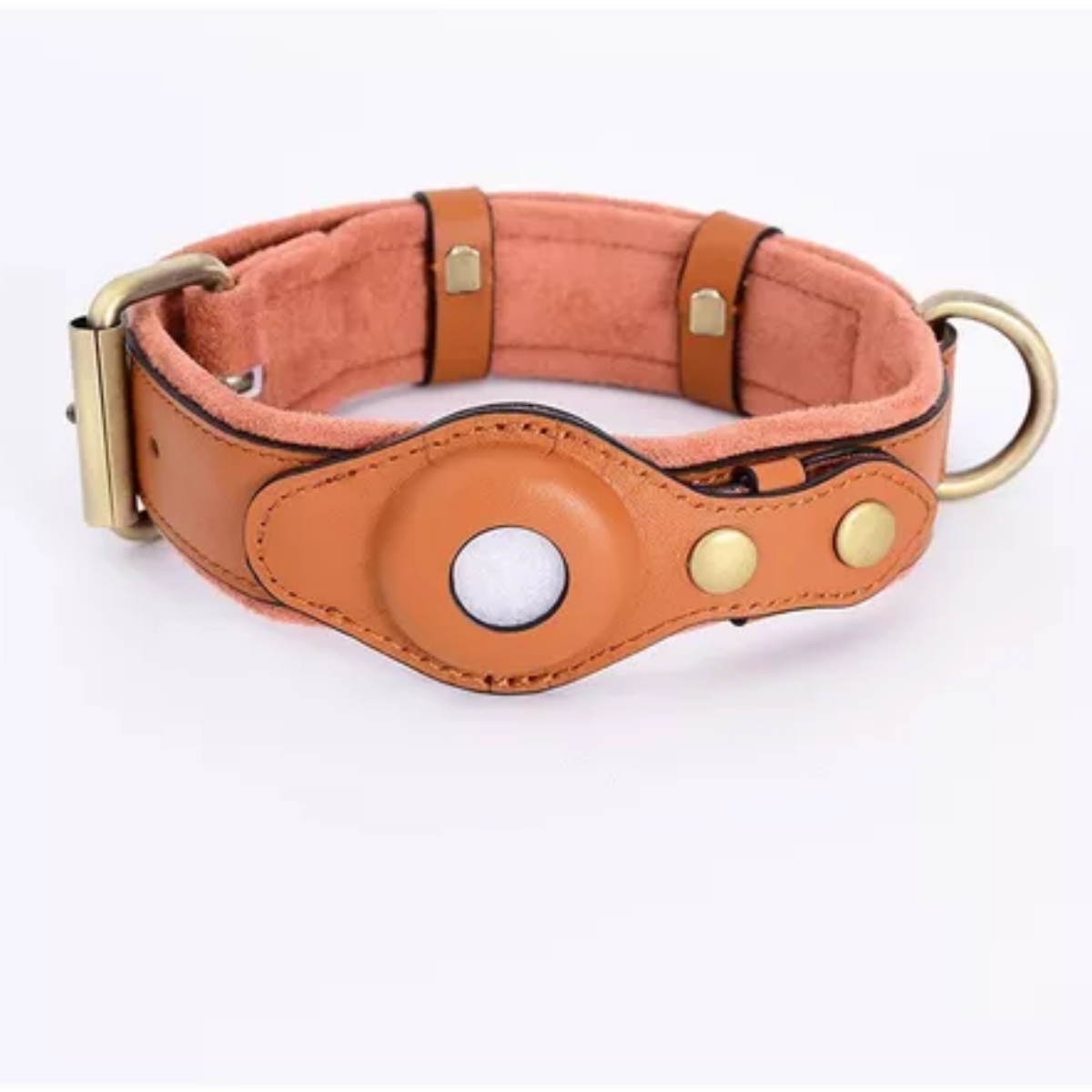Airtag Collar para perros, soporte de collar para perros de cuero de vaca  natural ajustable compatible con Airtag