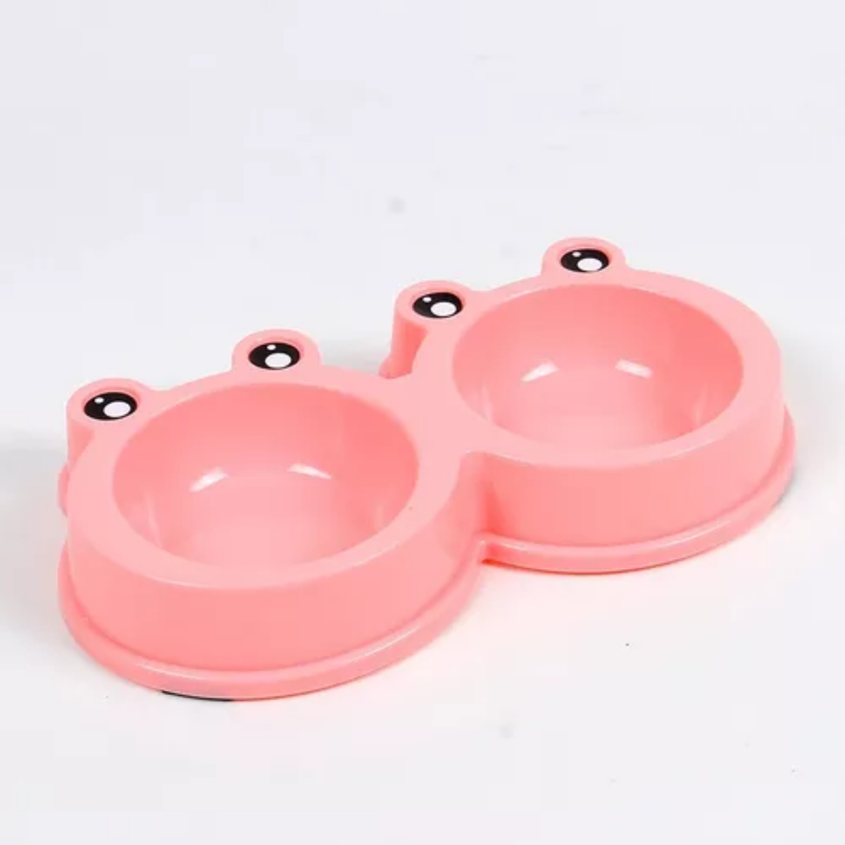 Plato Doble De Acero Inoxidable Para Mascotas Diseño De Rana