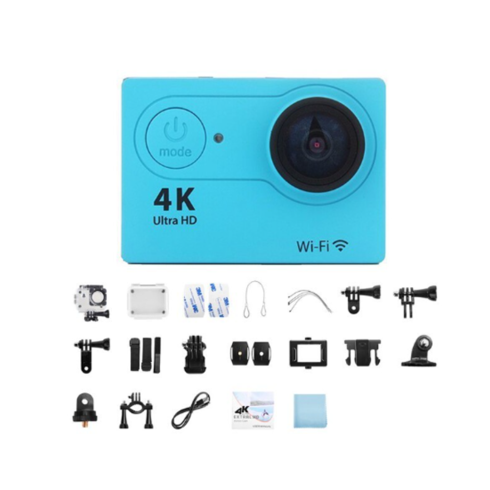 Cámara Acción azul Ultra HD 4K WiFi impermeable acuático vídeo Deportivas deportes aire libre