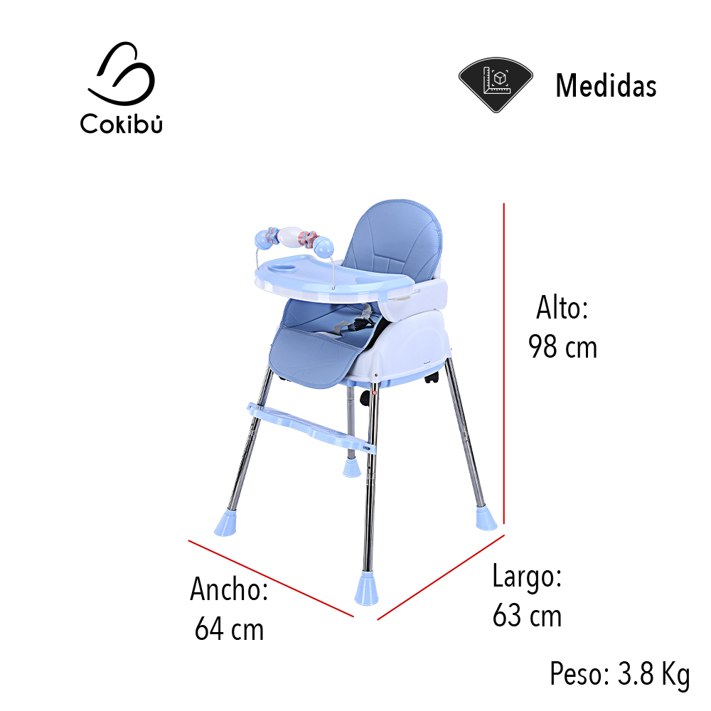 SILLA DE BEBÉ PARA COMER 3 EN 1 COLOR AZUL