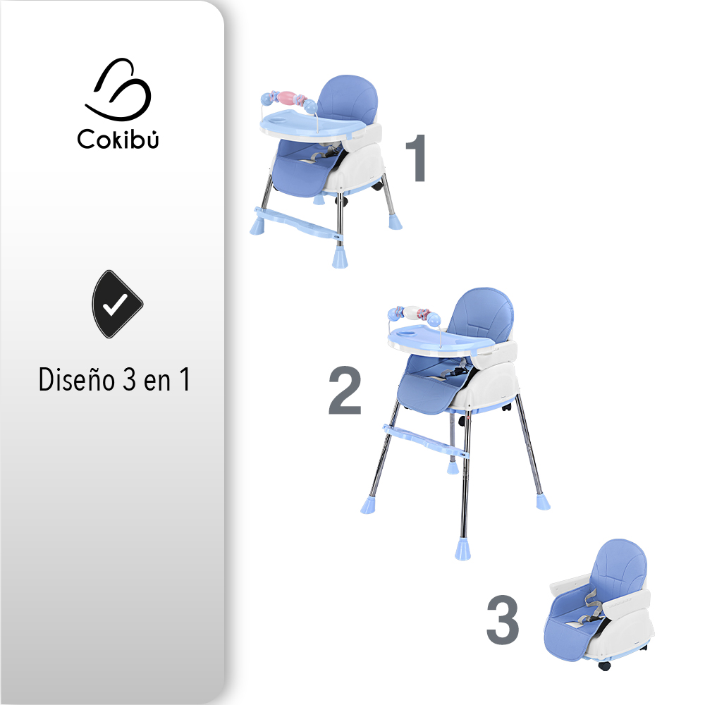 SILLA DE BEBÉ PARA COMER 3 EN 1 COLOR AZUL