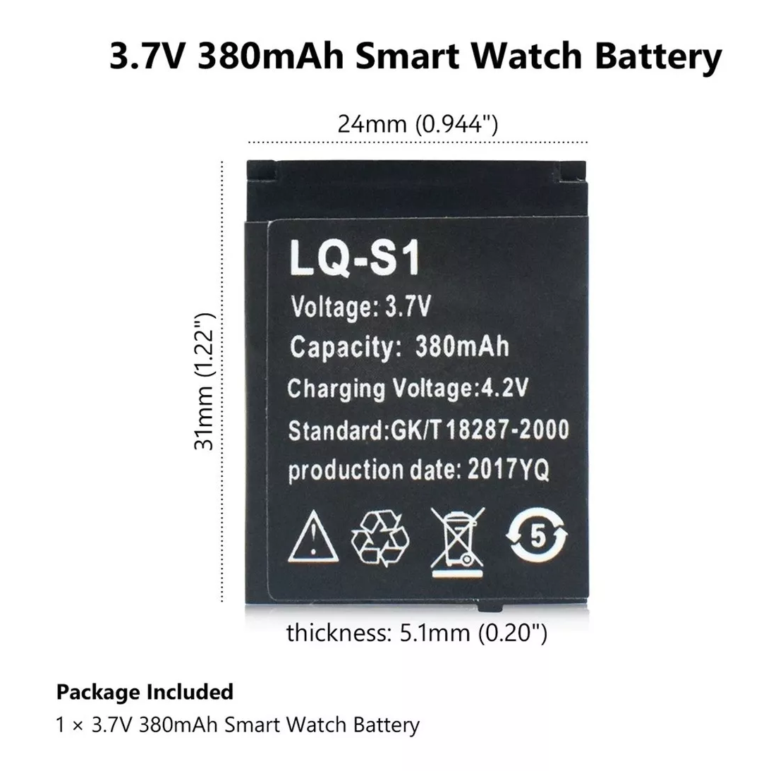 Bateria Para Smartwatch Dz09,q18, A1, Gt08, V8