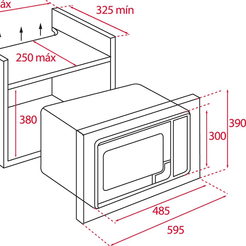 MICROONDAS TEKA MS 620 BIS DE 60 CM (24 PULGADAS) CON CRISTAL NEGRO EN TRIM Y CAPACIDAD DE 0.7 PIES CÚBICOS.