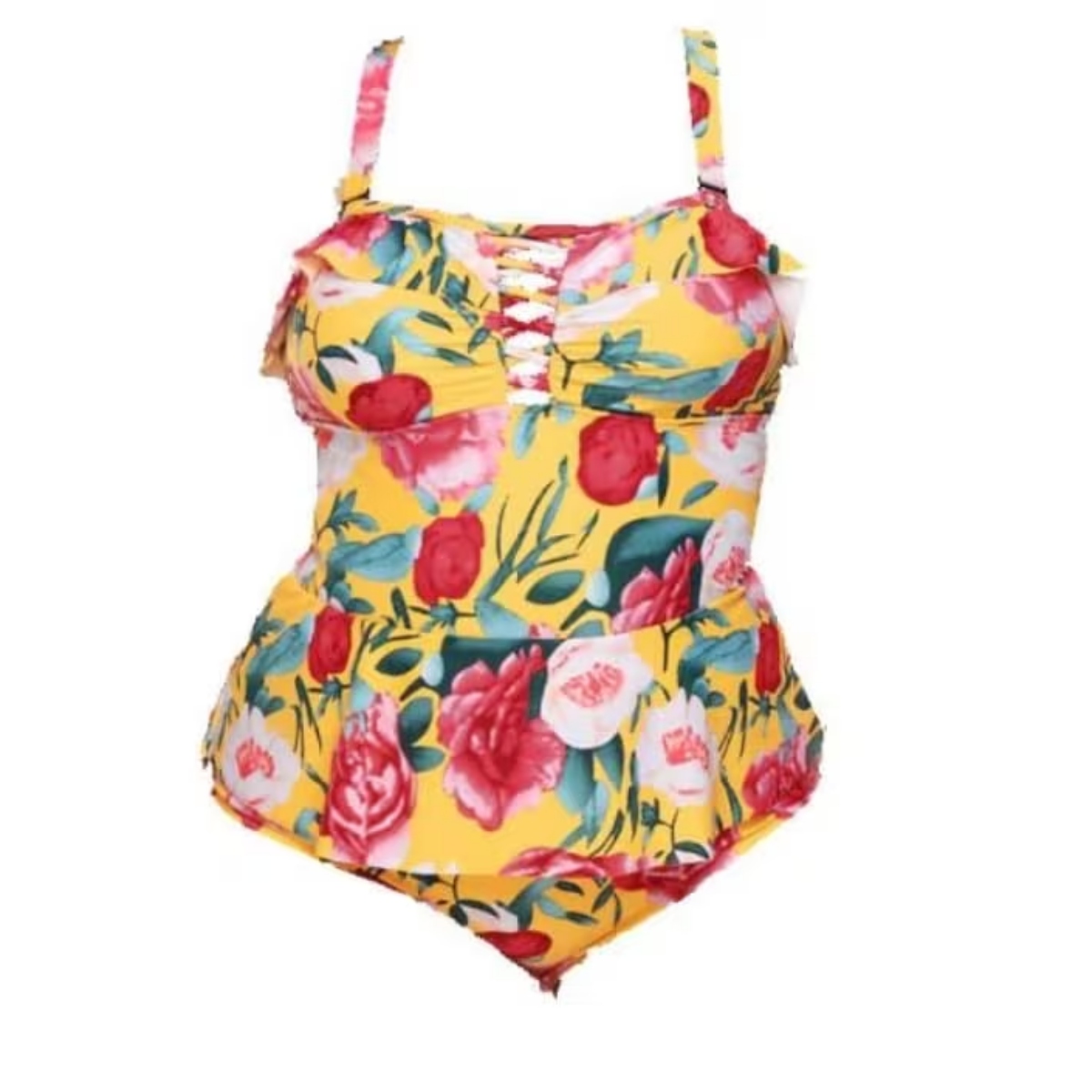 Traje De Baño Para Curvy Conjunto Una Pieza Estampado Flores