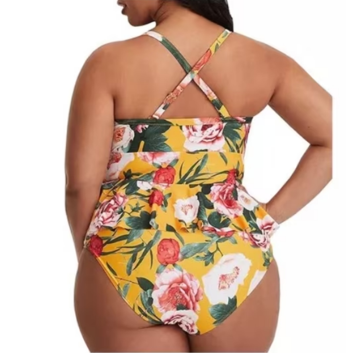 Traje De Baño Para Curvy Conjunto Una Pieza Estampado Flores