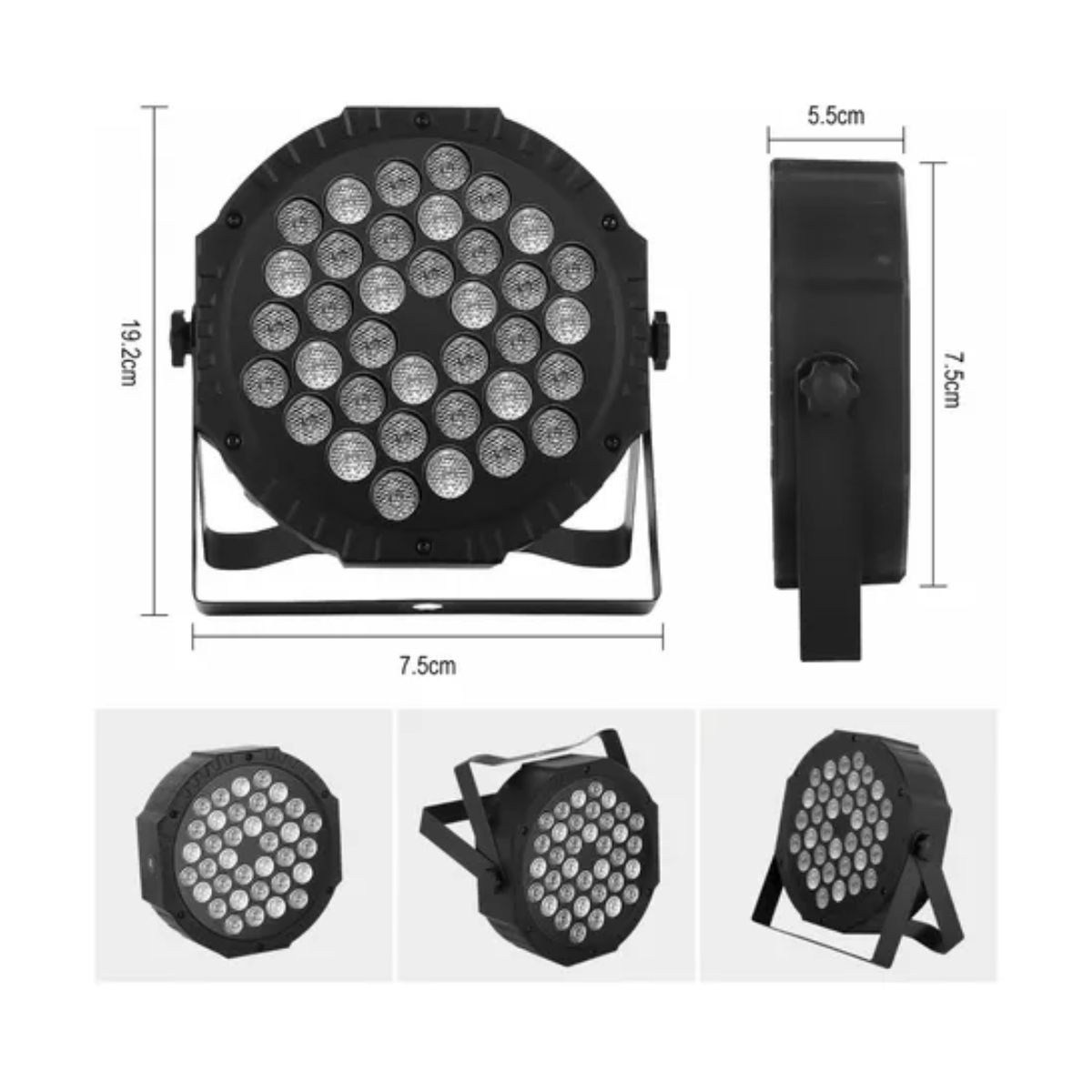 2 PACK CAÑÓN LED 36X1 LUCES AUDIO RÍTMICO MULTICOLOR FIESTAS NEGRO