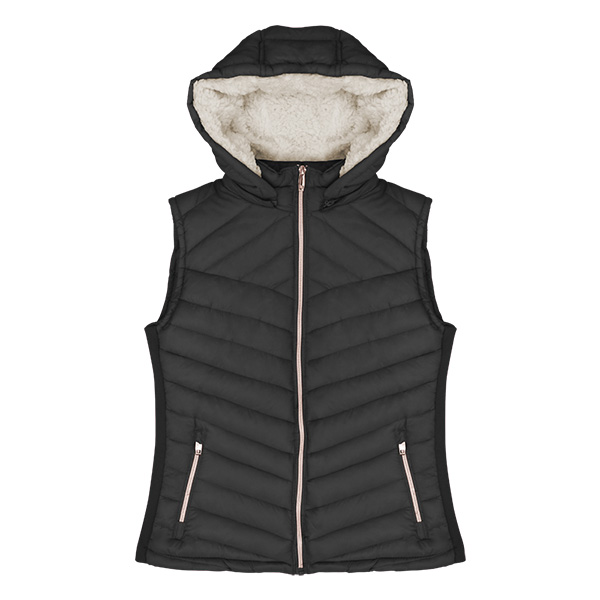 Chaleco para dama Modelo Vola con capucha desmontable, afelpado de la parte de adentro 