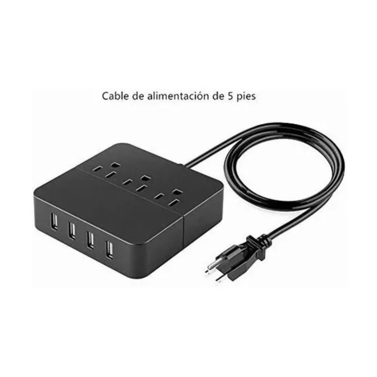 Regleta Multicontactos Premium De 3 Salidas Y 4 Puertos Usb negro