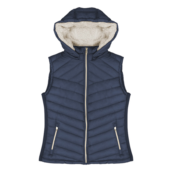Chaleco para dama Modelo Vola con capucha desmontable, afelpado de la parte de adentro 