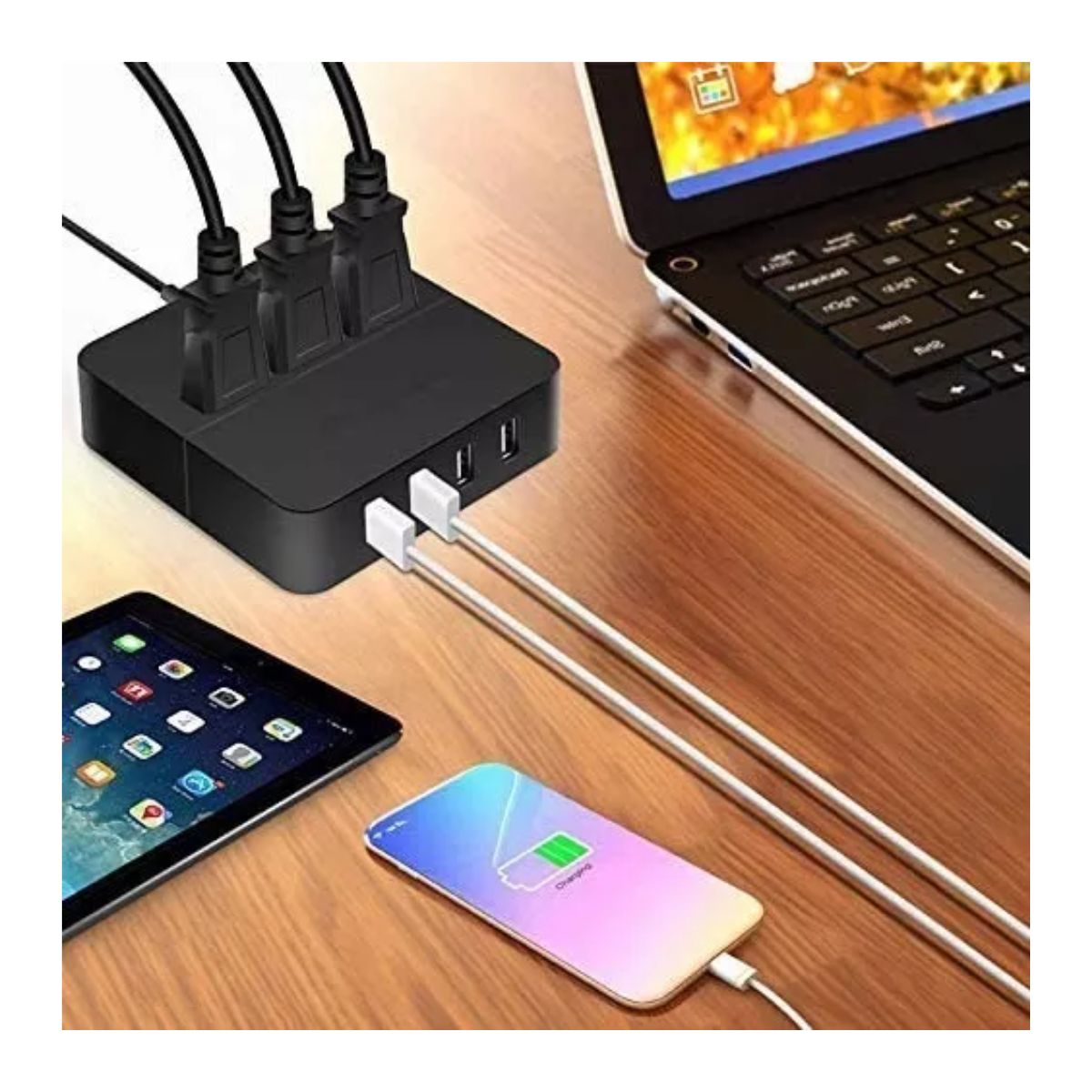 Regleta Multicontactos Premium De 3 Salidas Y 4 Puertos Usb negro