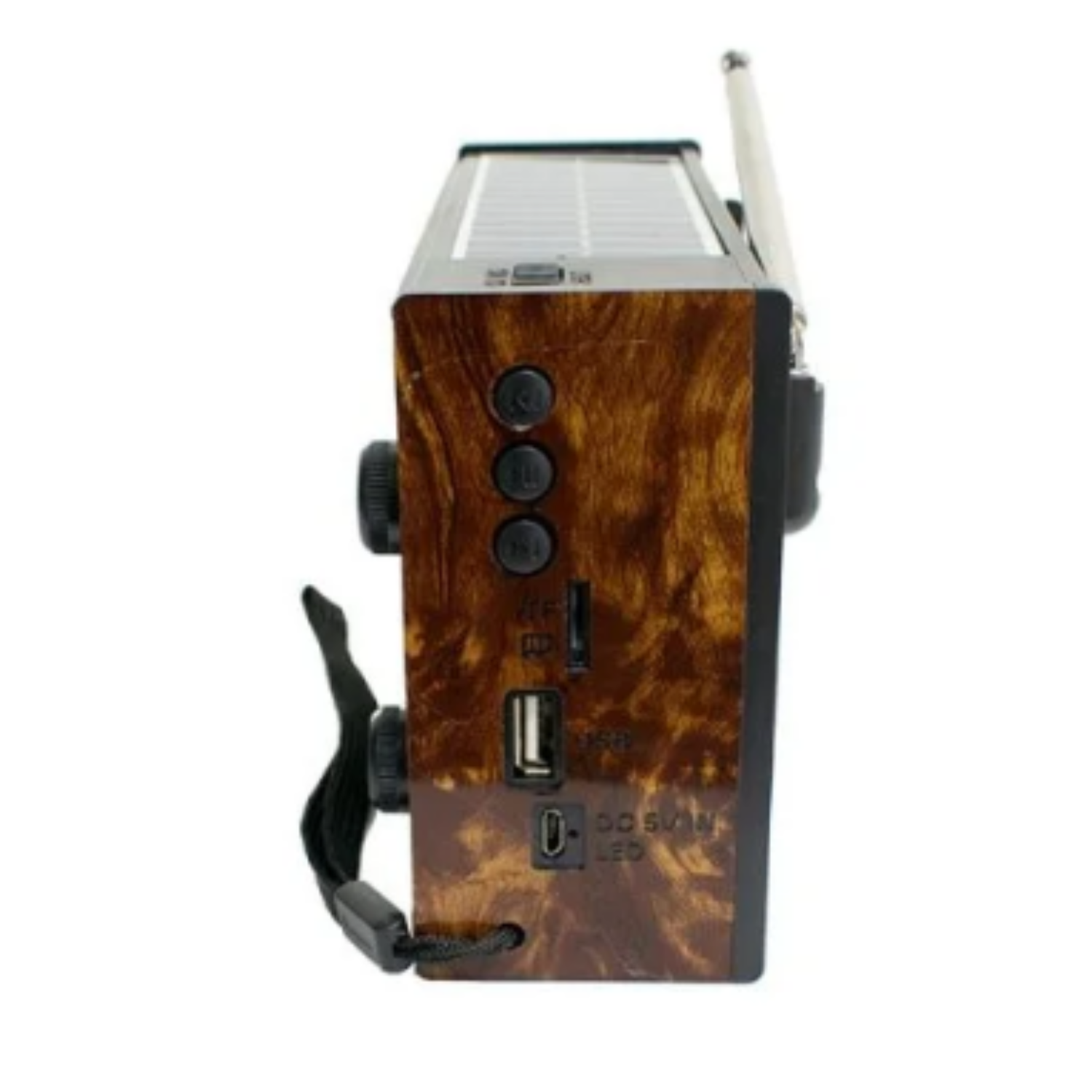 Radio vintage con Bluetooth AM/FM, panel solar y linterna