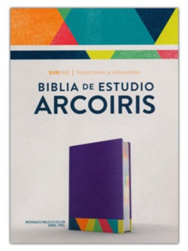 Biblia Rvr60 De Estudio Arcoíris, Morado/multicolor Imitción Piel