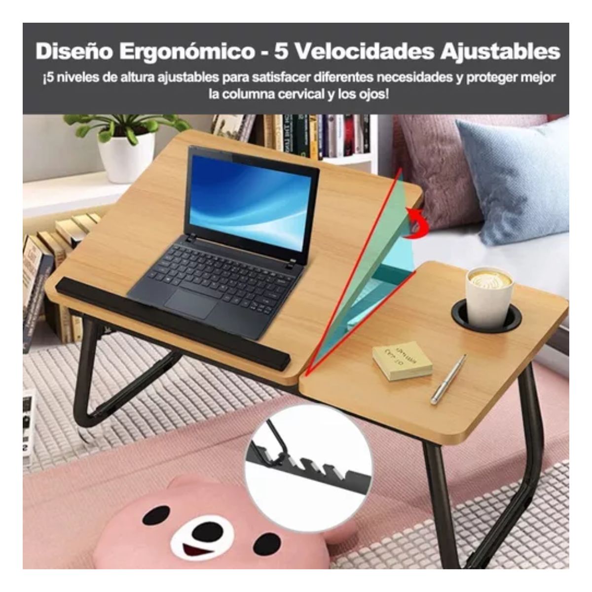 Soporte Cama Portátil Plegable Para Laptop Color Nuez