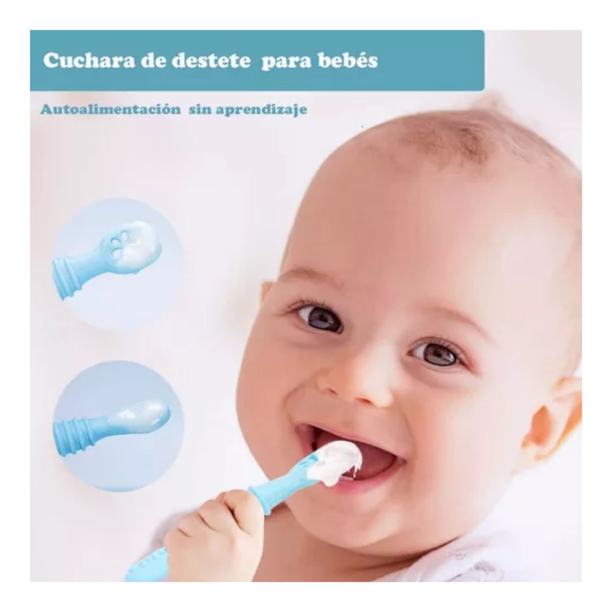Juego De Cucharas Para Bebé. 6 Pack Multicolor, Etapas 1 Y 2 Rosa CaFe y Azul