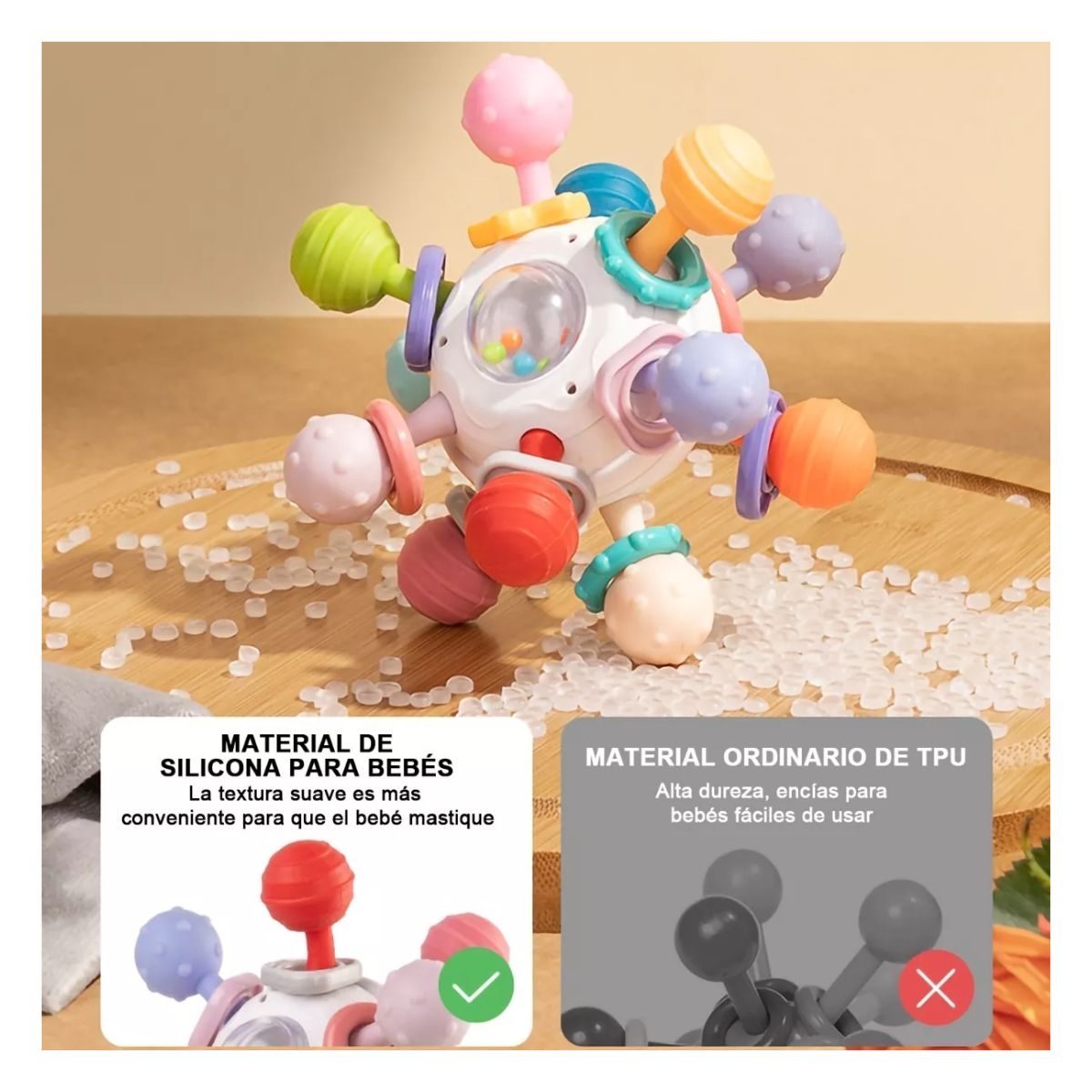 Juguete Para La Dentición Del Bebé, Alivia Las Encías Multicolr