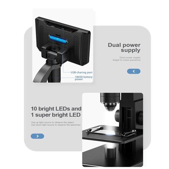 Portátil Microscopio Digital Óptico, MXIOC-001-23, 1 Pza, 7 Pulgadas IPS HD, 1200 MP, 0 - 2000x, 2mm-55mm, 1920*1080Px,, MicroPro
