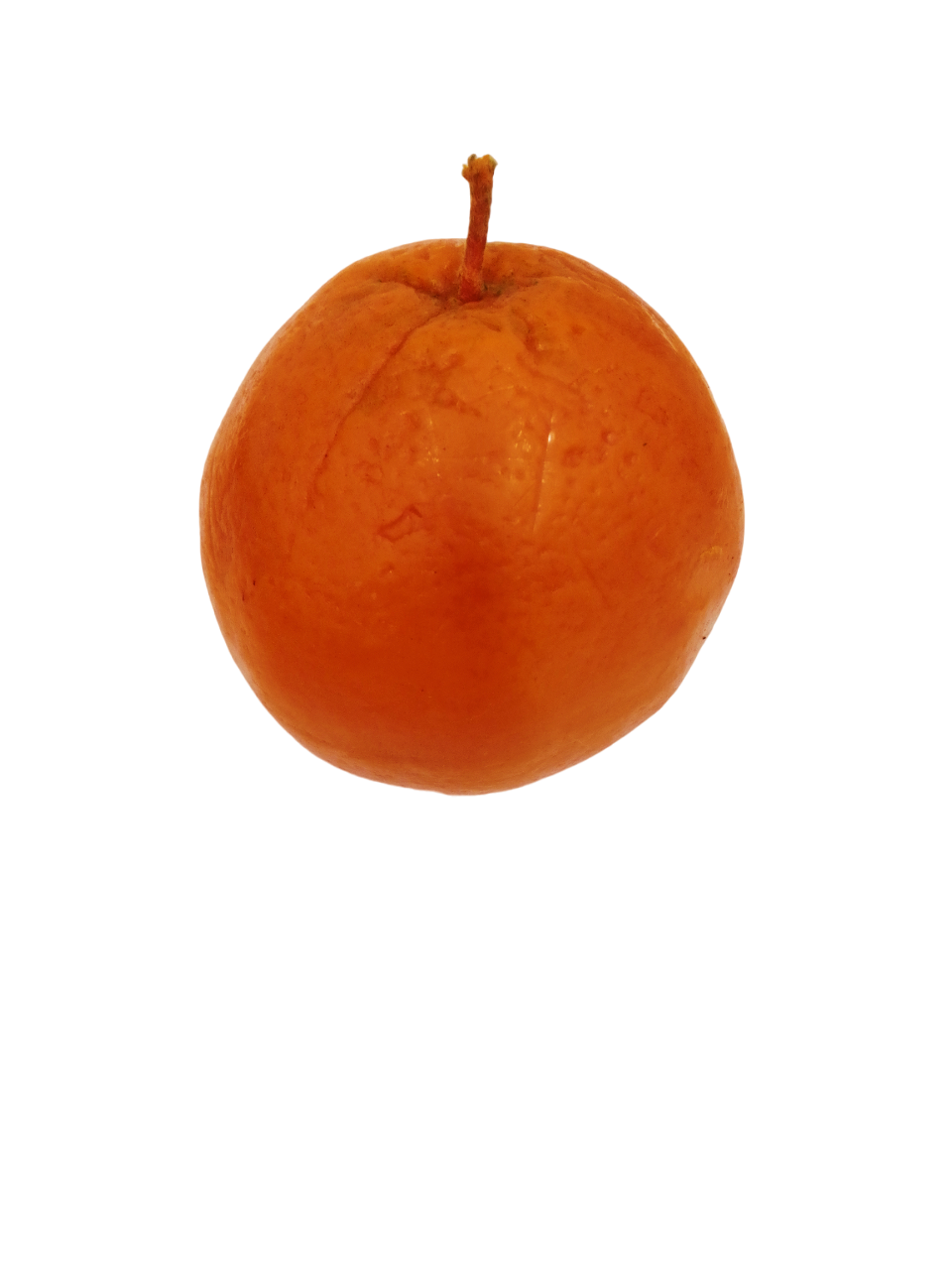 Vela en forma de naranja con aroma fuerte a naranja