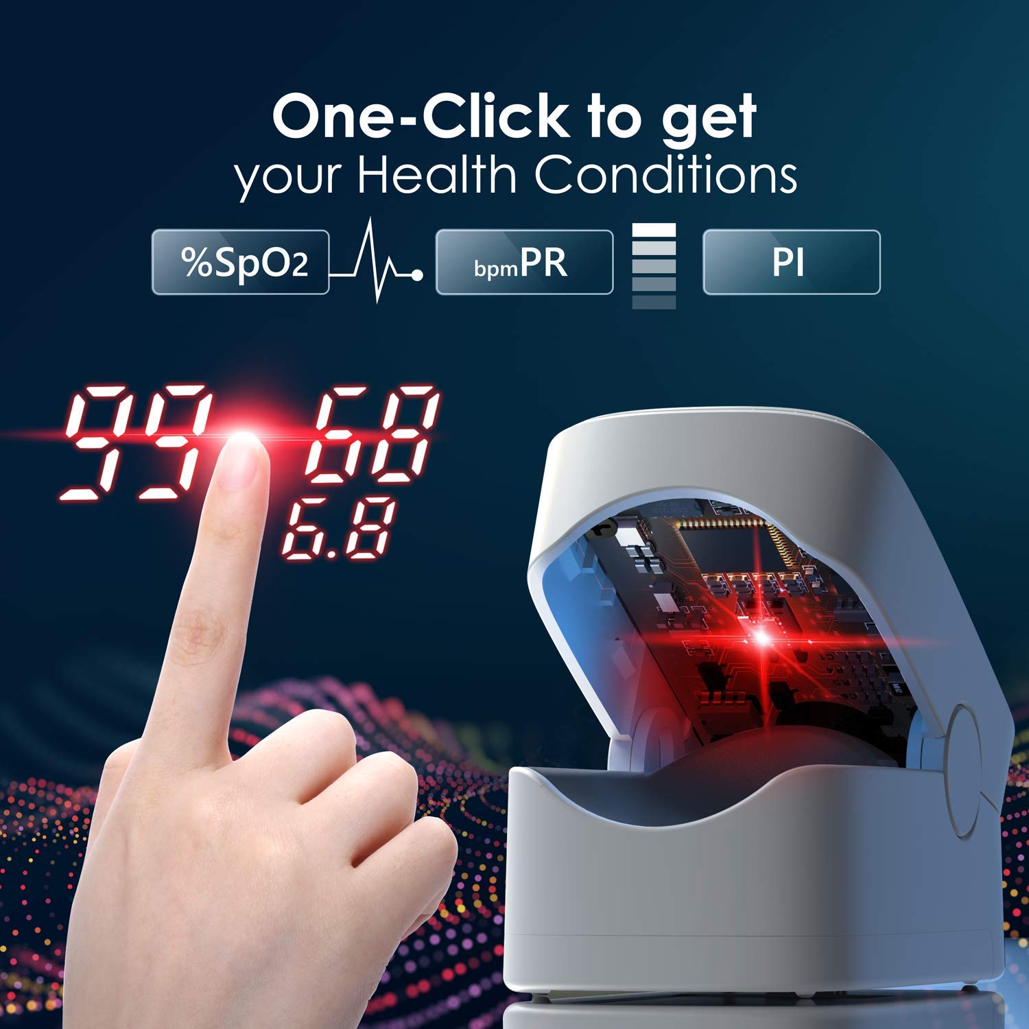 Oxímetro de Pulso para Adulto, Konjac YM101, con Display Lcd color Rojo