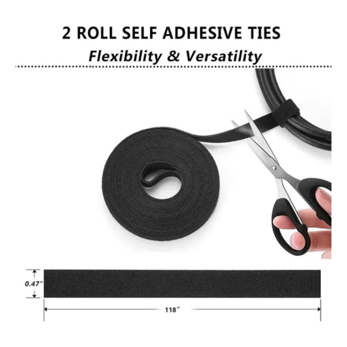 152 Kit Multifunción Organizador Cables Adhesivo Antinudos Negro