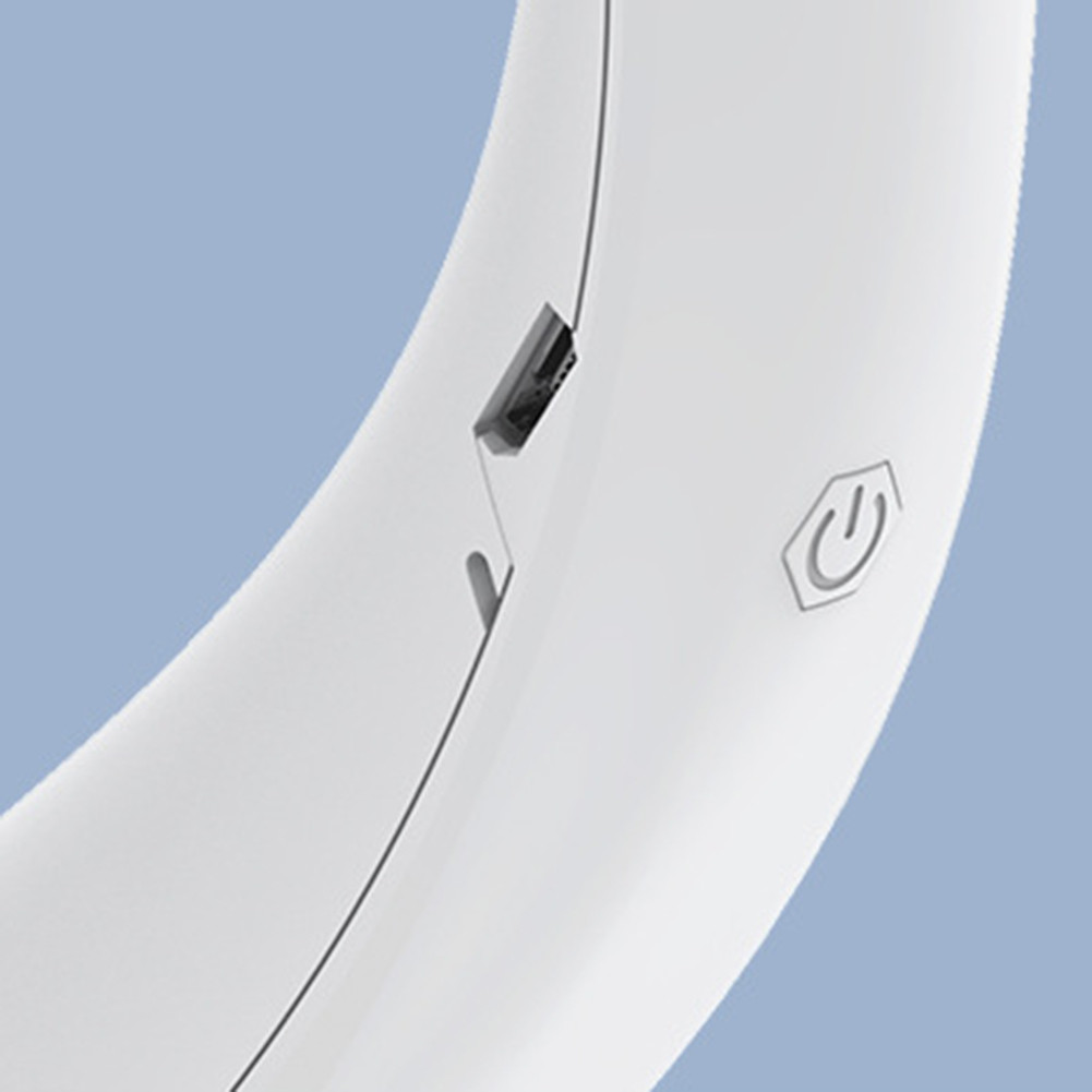 Ventilador para Cuello, portátil personal, USB, Recargable, de 3 Velocidades, silencioso y manos libres. Color Blanco.