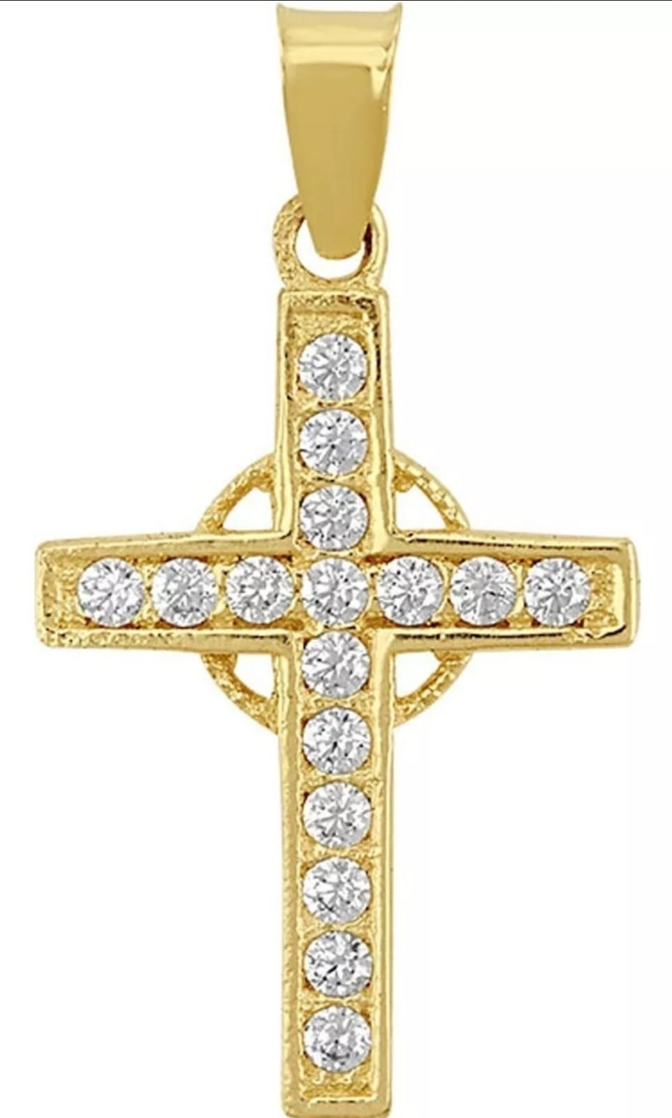 Kit Cadena Con Dije Cruz Aro Zirconias Oro 10 K + Obsequio