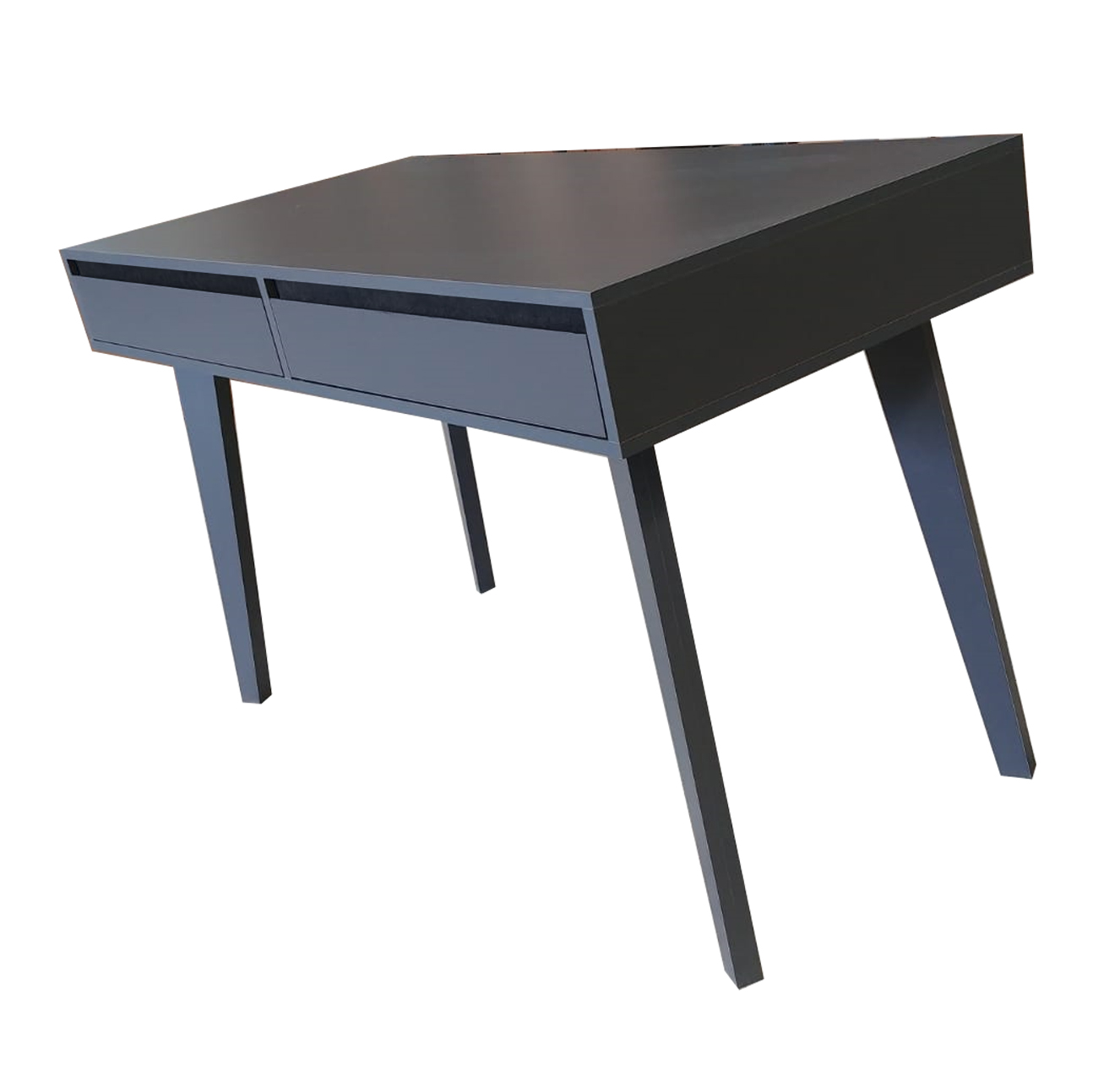 Escritorio rectangular de la familia Kalajoki acabado gris imperio.