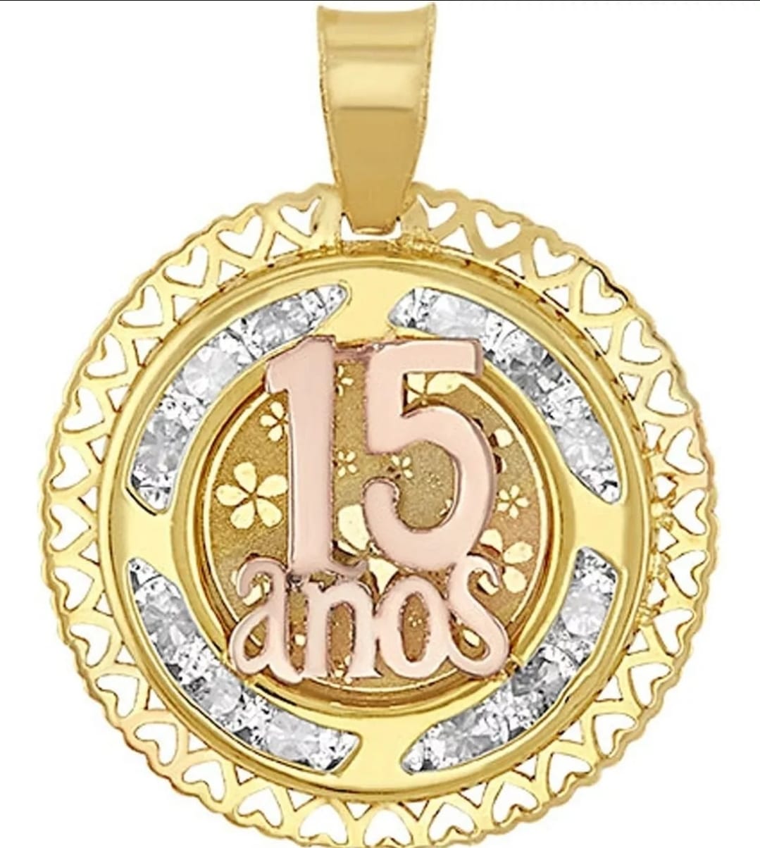 Kit Cadena + Dije Xv Años Rosa Oro 10 K + Obsequio + Envío