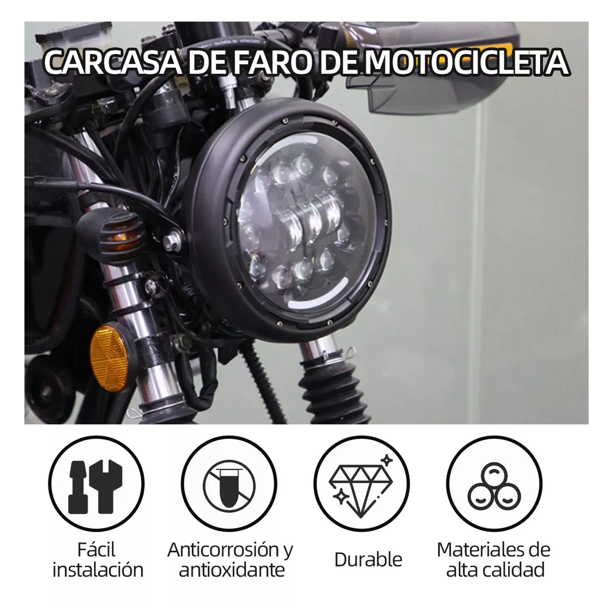 Base Carcasa Soporte Faros Led 7 Pulgadas Harley Universal