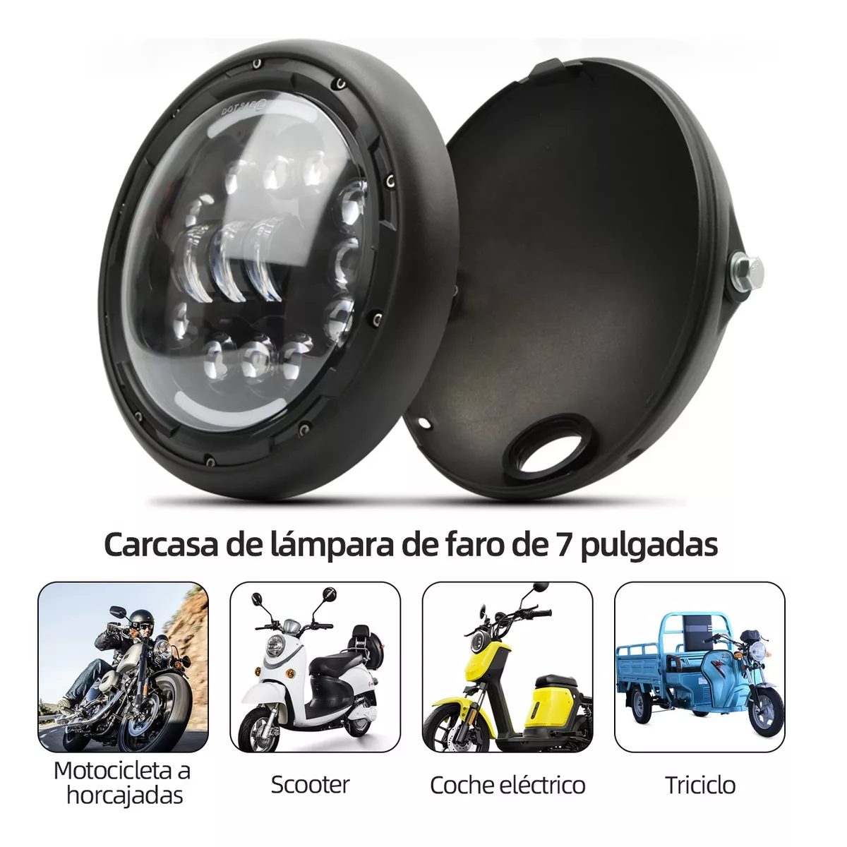 Base Carcasa Soporte Faros Led 7 Pulgadas Harley Universal