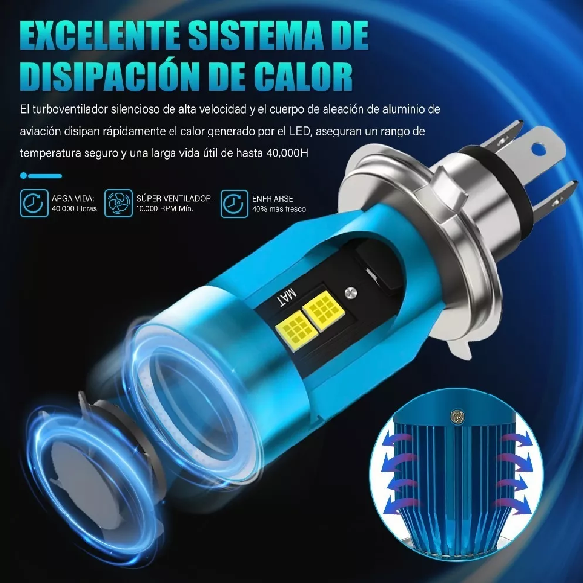 Faros Led Para Moto H4 9003 Hb2 Ojos De Angel 12v-80v 60w Azul