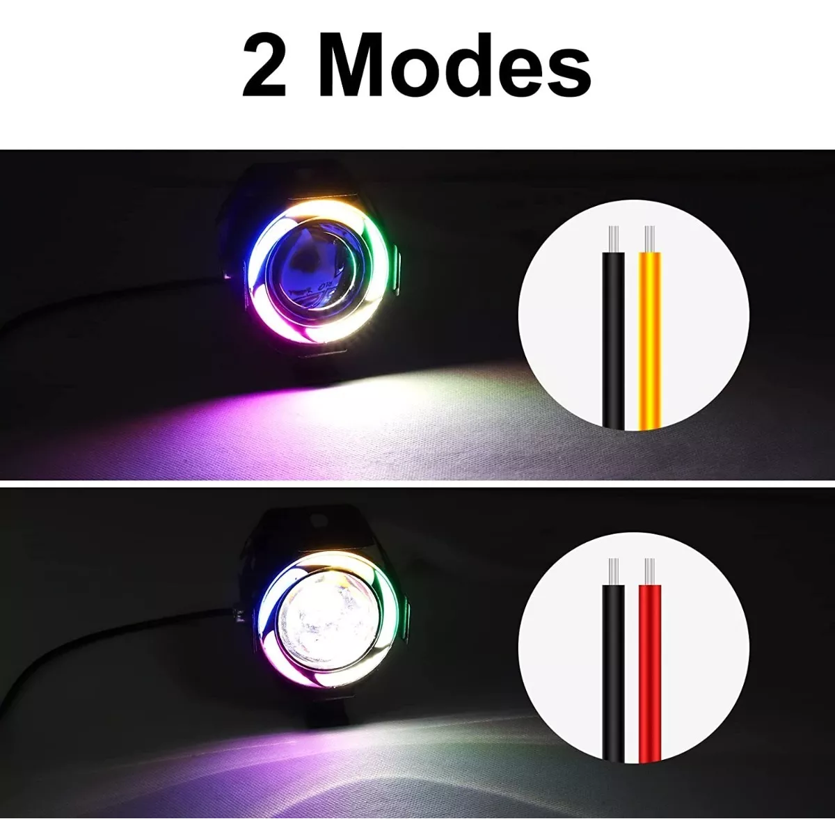 Set 2pcs Motocicleta Colorida Led Faro Ángel Diablo Ojo Brillant