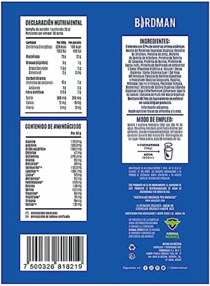 Proteína Orgánica Biderman Falcon 657460 1.5 kg Doble Chocolate