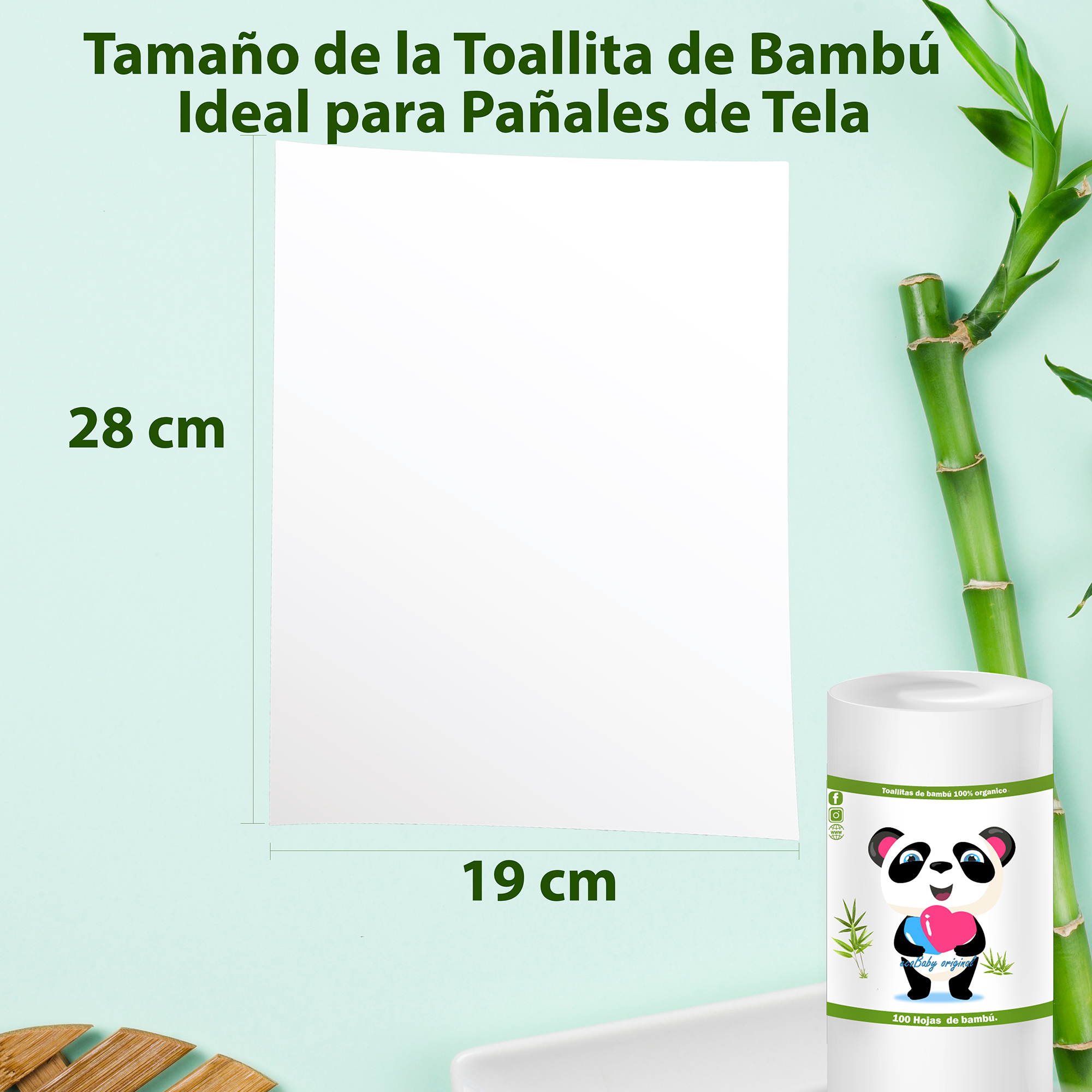 Rollo de Papel bambú 100 Hojas para Pañal Ecológico de Tela Ecobaby Original