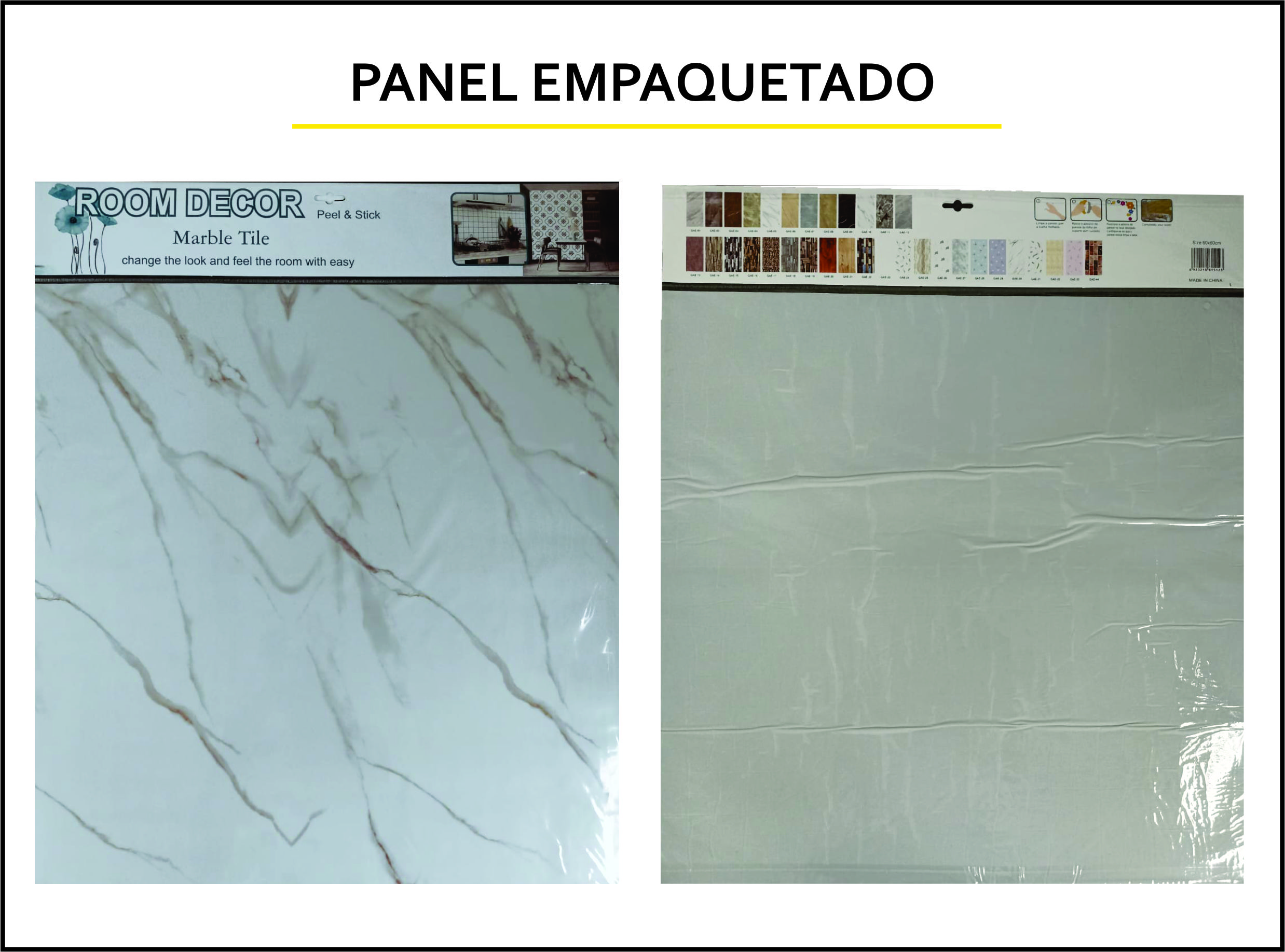 Panel Decorativo Estilo Mármol Blanco 1pza 60cm X 60cm Pm08