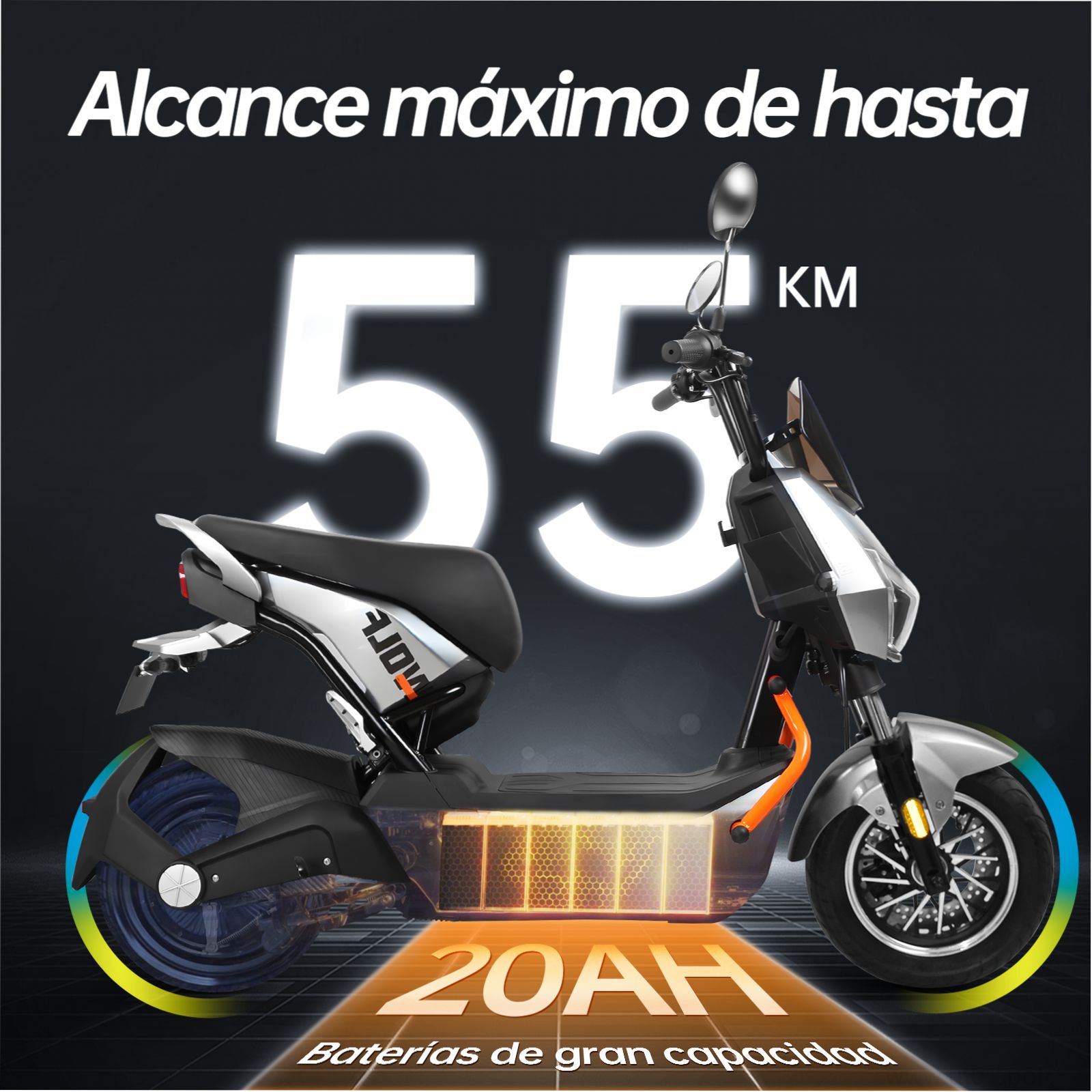 Motobici eléctrica Honey Whale ZL Gris/Naranja.