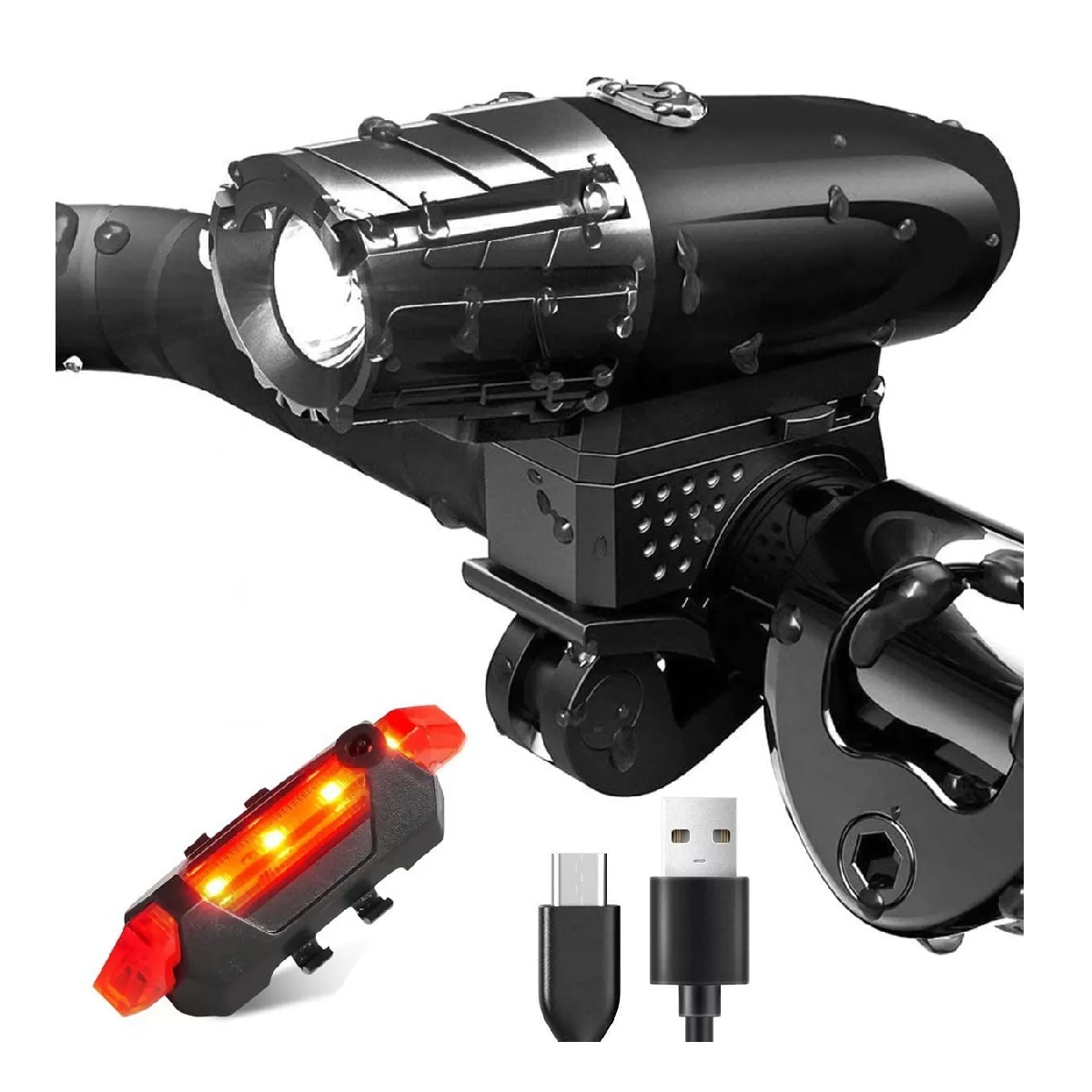 Lámpara Luces Para Bicicleta Usb Recargable Luz Trasera