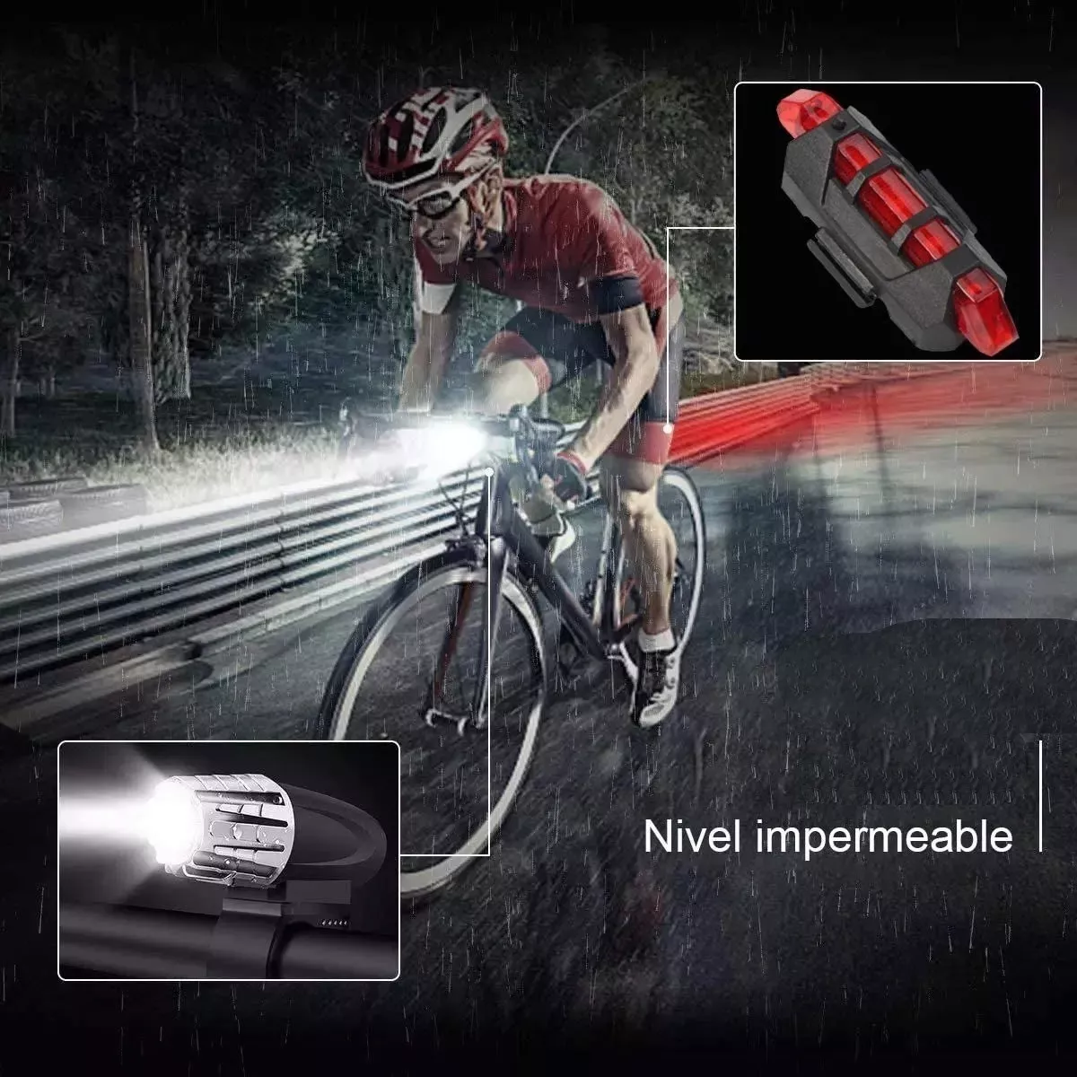 Bicicleta Luz trasera USB Recargable Impermeable Potente Super Bright Led  Casco Luz Ciclismo Luces de seguridad