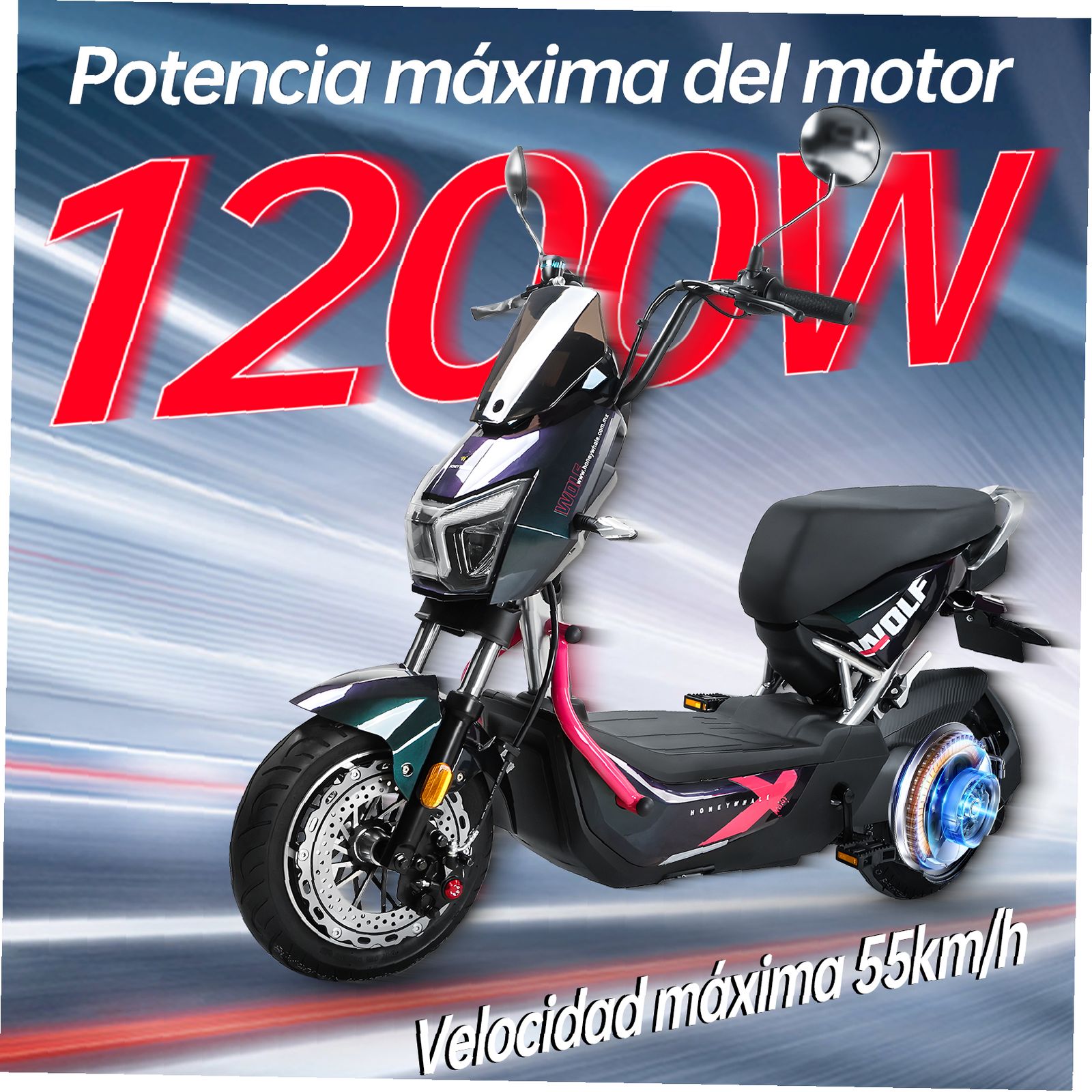 Motobici eléctrica Honey Whale ZL Negro/Rosa