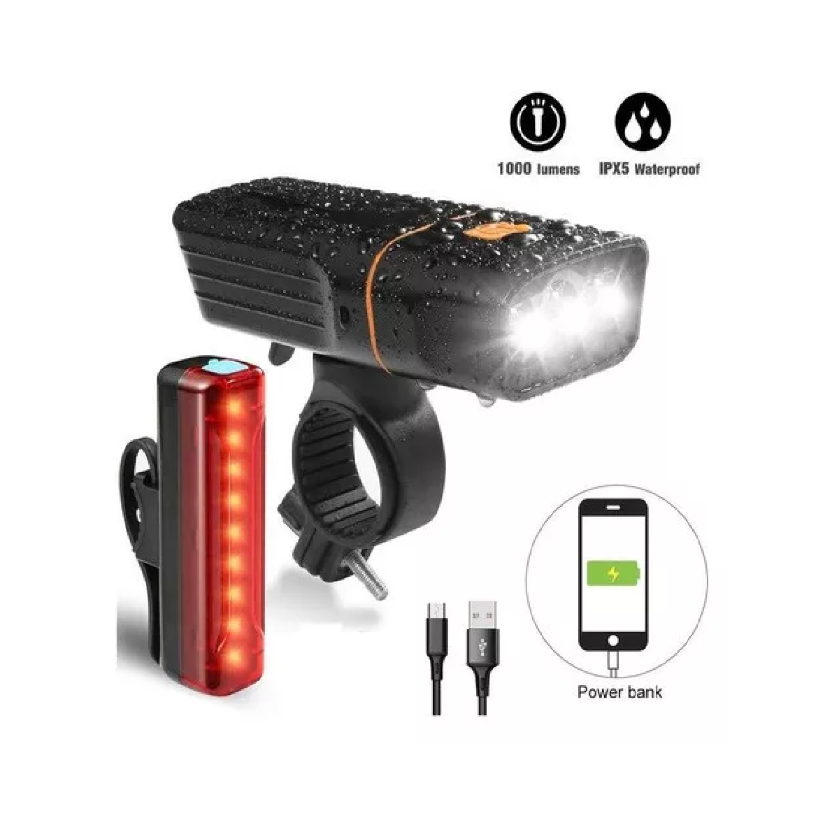 Lámpara Led L2 Recargable 1000 Lm Impermeable Para Bicicleta