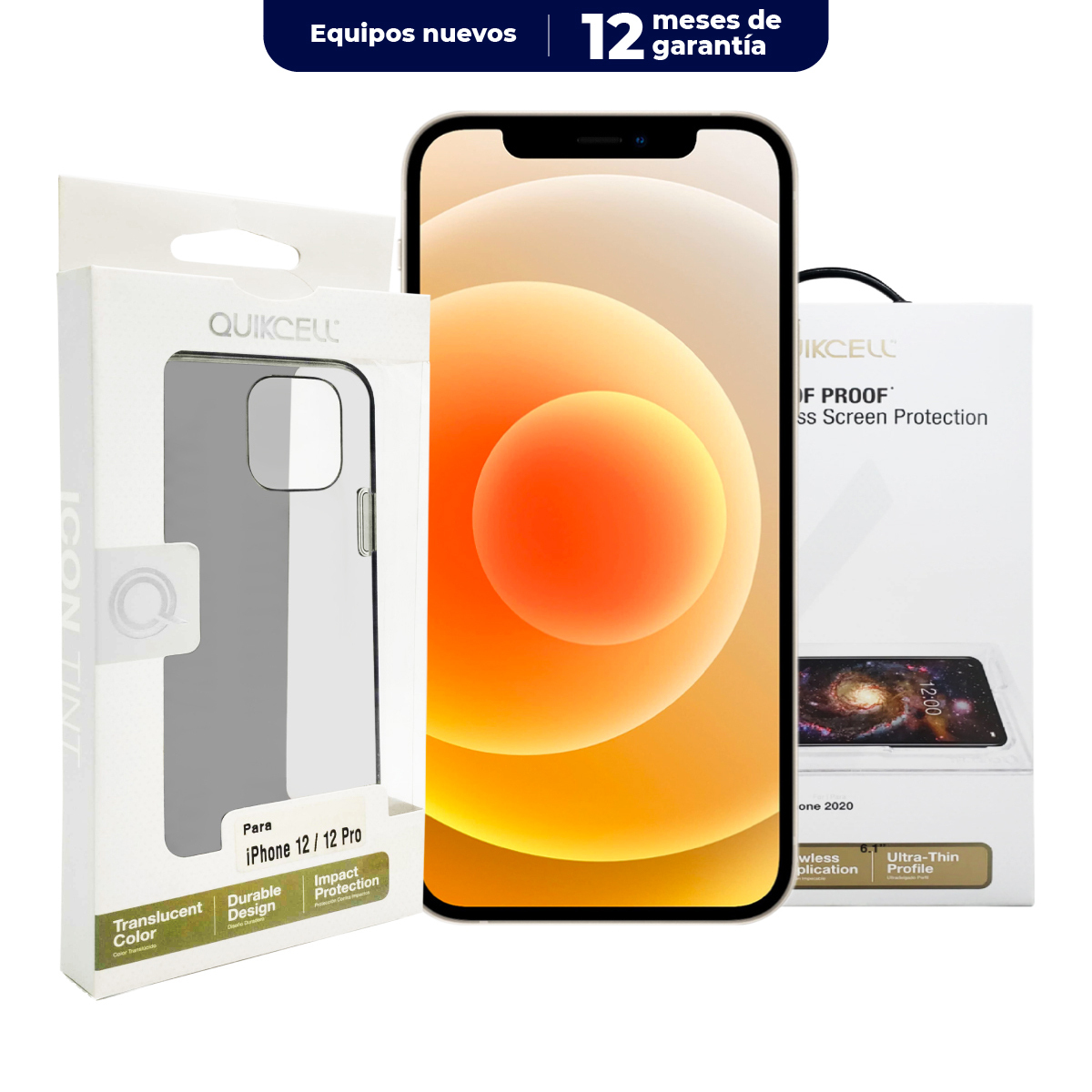 APPLE IPHONE 12 128 GB BLANCO NUEVO + CASE HUMO  Y MICA 