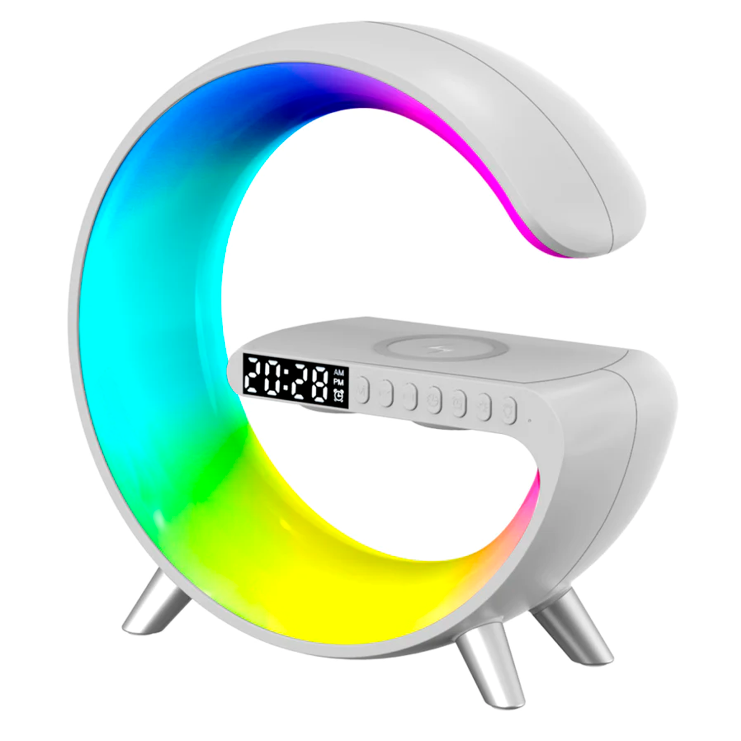 Lampara Rgb Con Cargador Inalámbrico Carga Rápida Bocina Bluetooth iPhone Samsung