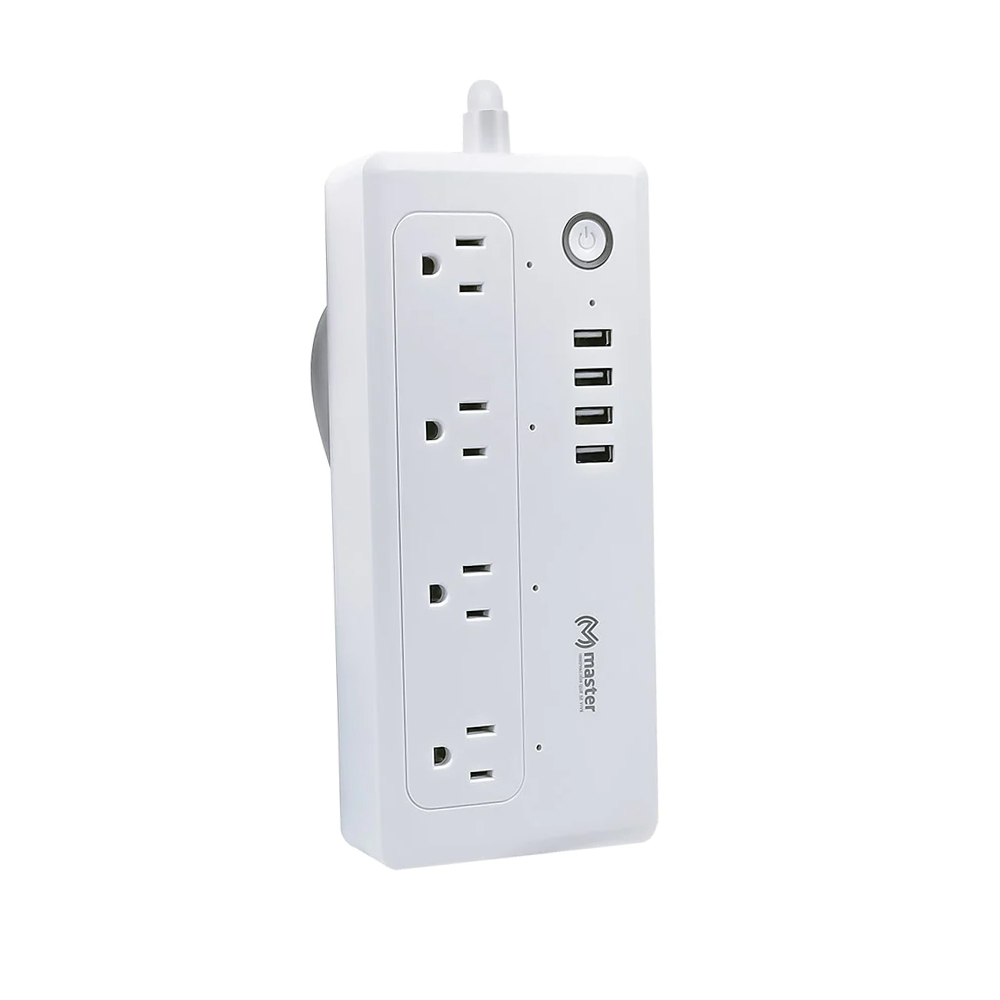 Barra Multicontactos Inteligente Compatible con Alexa y Google Home con 4 Terminales y 4 Puertos USB Master  IOT-POWSTRIP