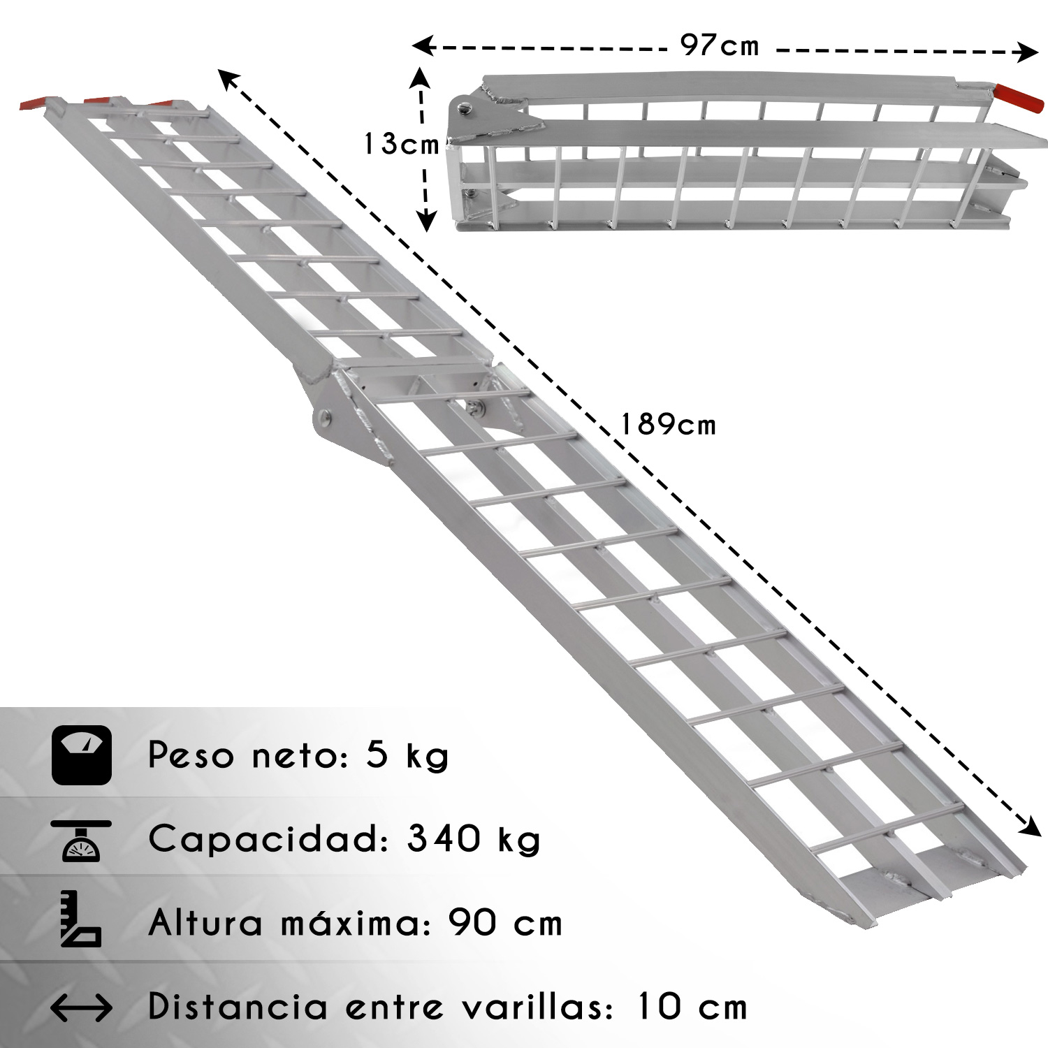 Rampa Aluminio Escalera Carga Max. 750lb Motocicleta