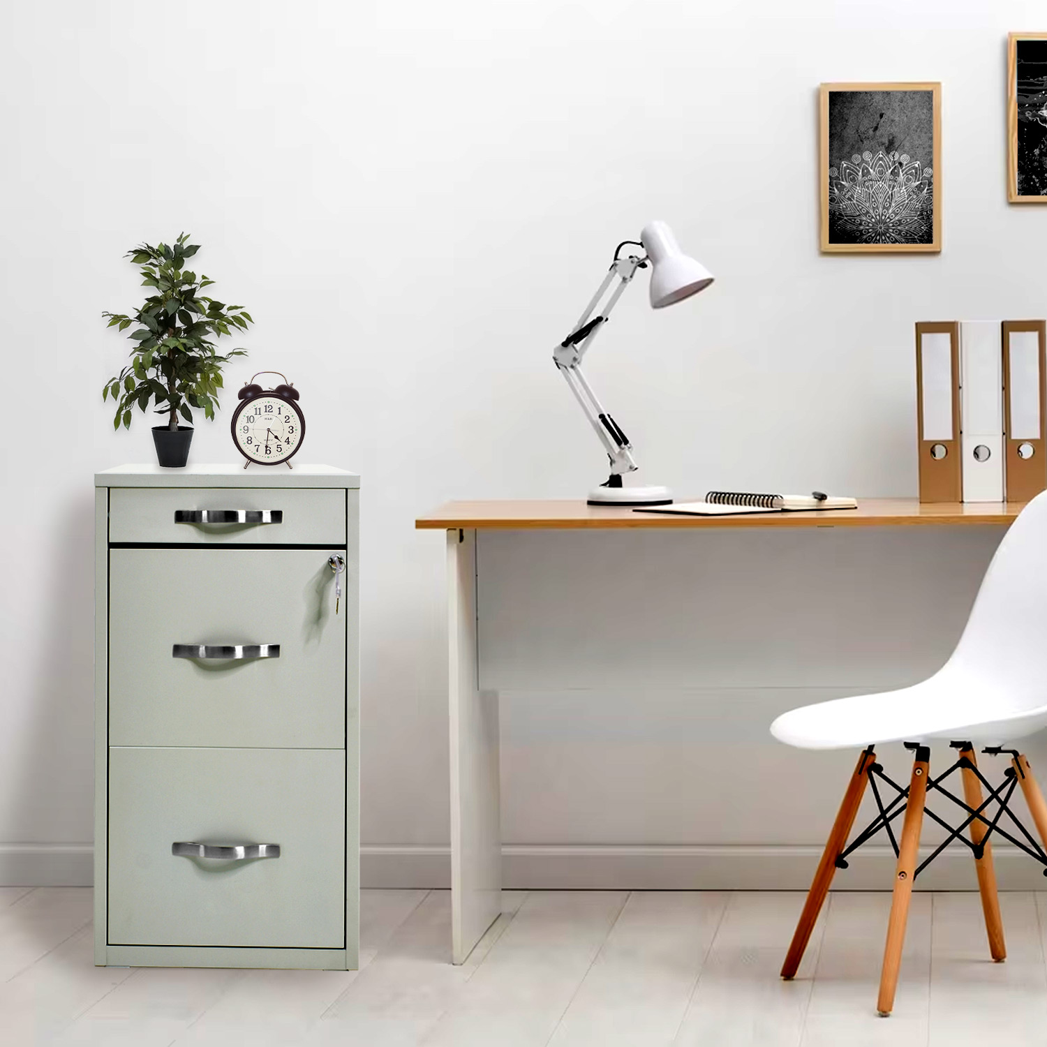 Archivero Metalico 2 Gabinetes + 1 Cajon Oficina Papelero Gris