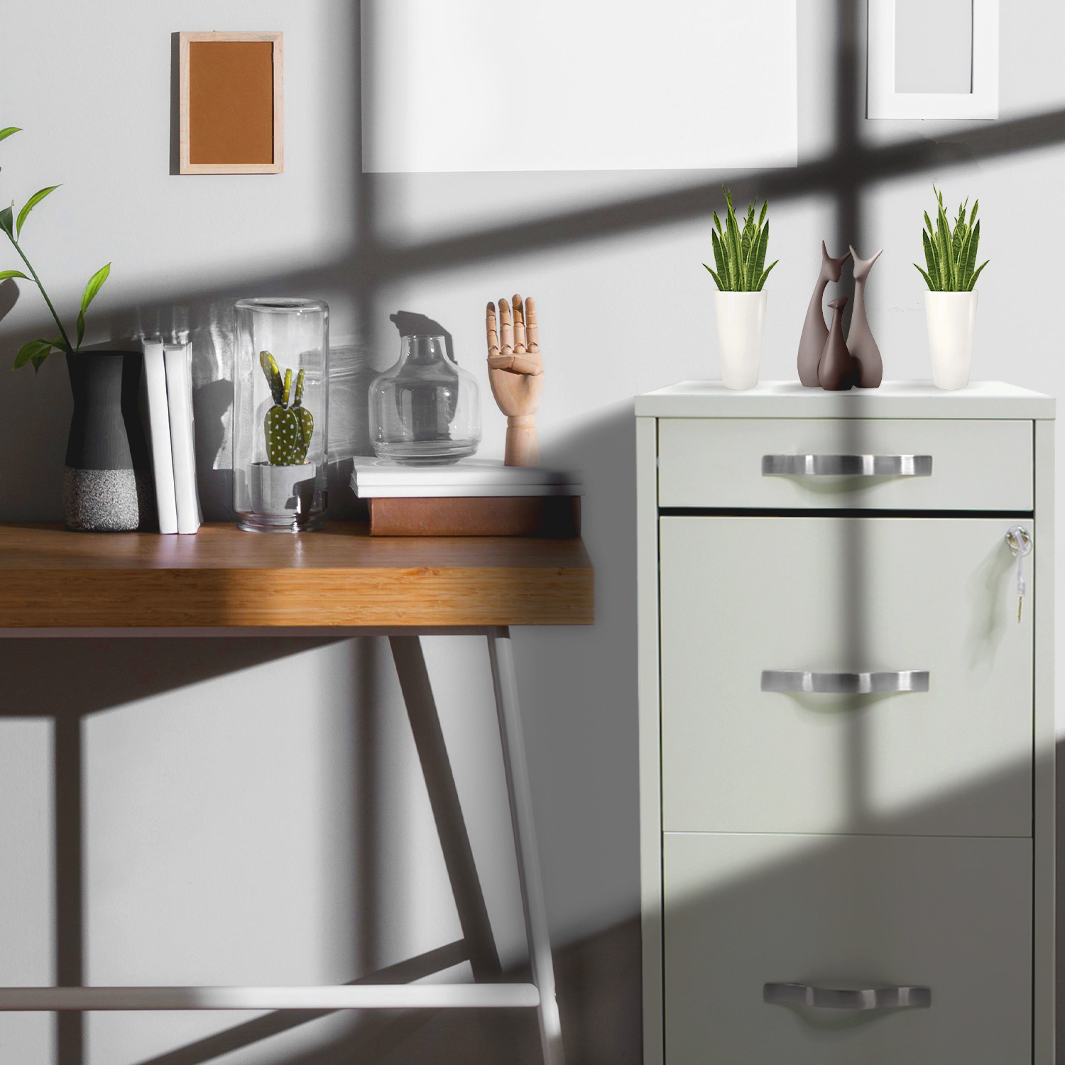 Archivero Metalico 2 Gabinetes + 1 Cajon Oficina Papelero Gris